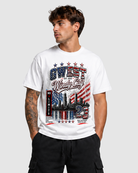 G WEST RHINESTONE WINDY CITY T-SHIRT