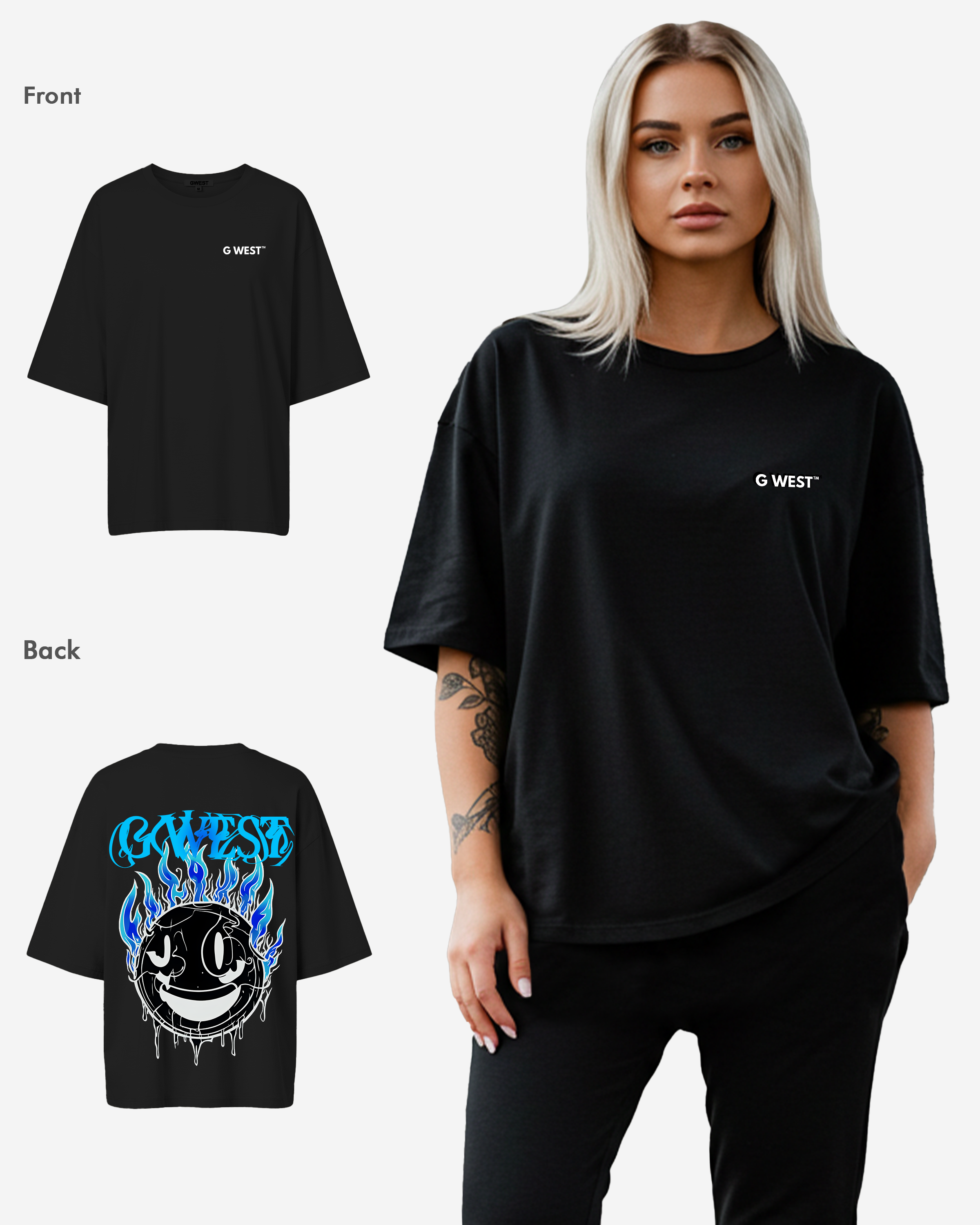G West Oversized Aqua Smile Tee - WOMEN - G West