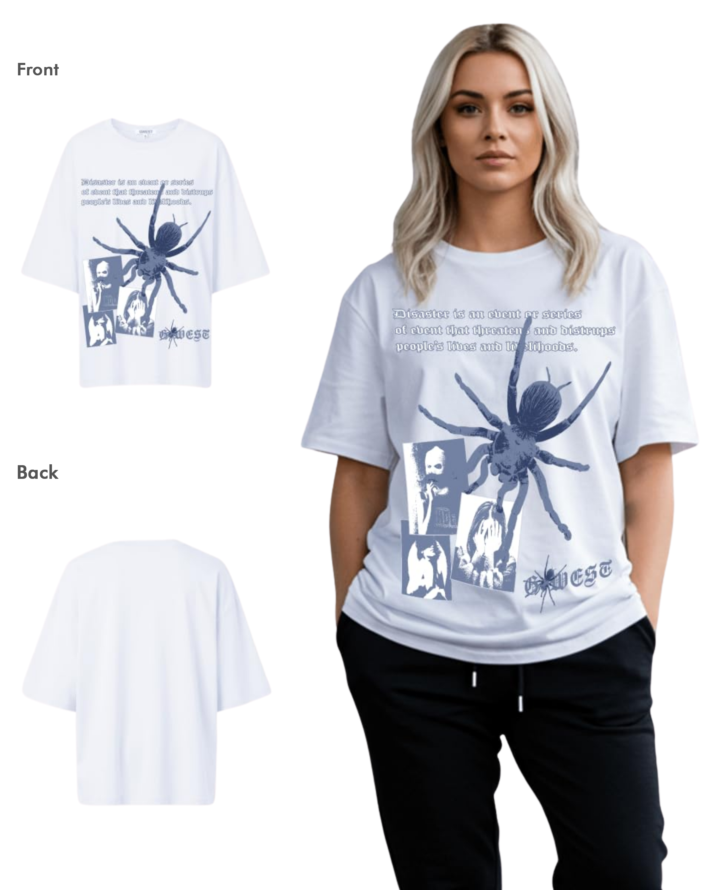 G West Womens Oversized Big Spider Life Style Tee - G West