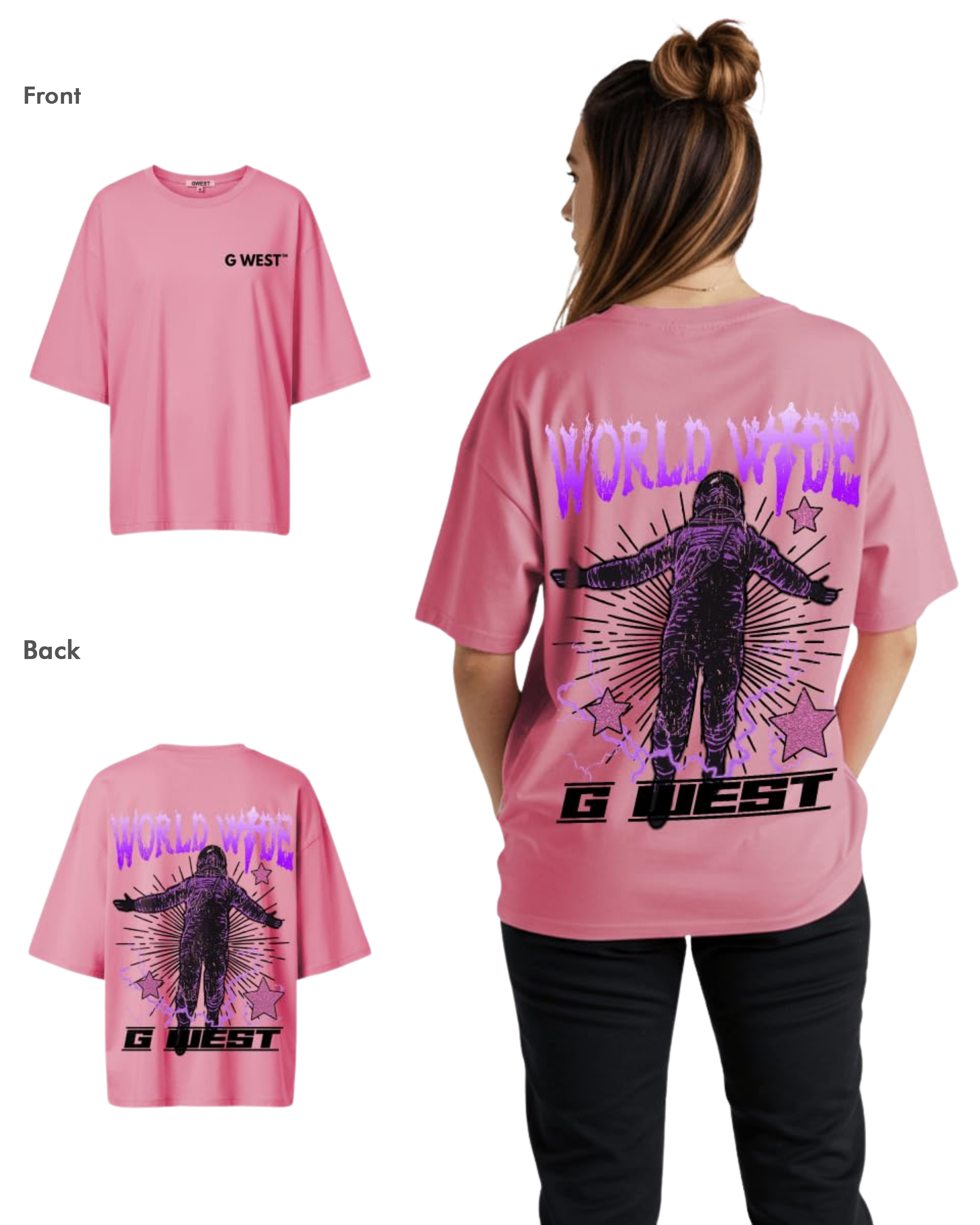 G West Womens Oversized World Wide Star Tee - G West