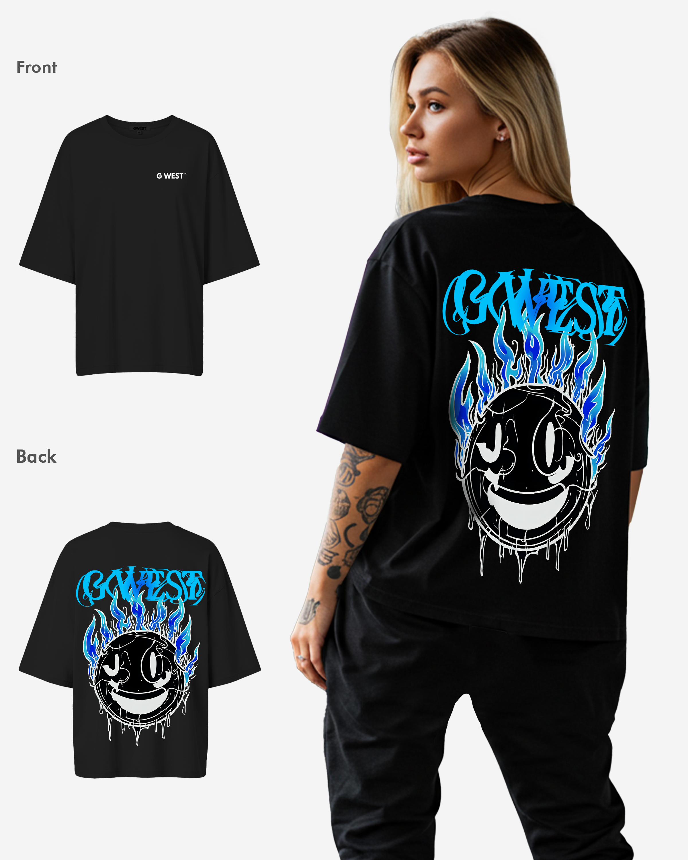 G West Oversized Aqua Smile Tee - WOMEN - G West