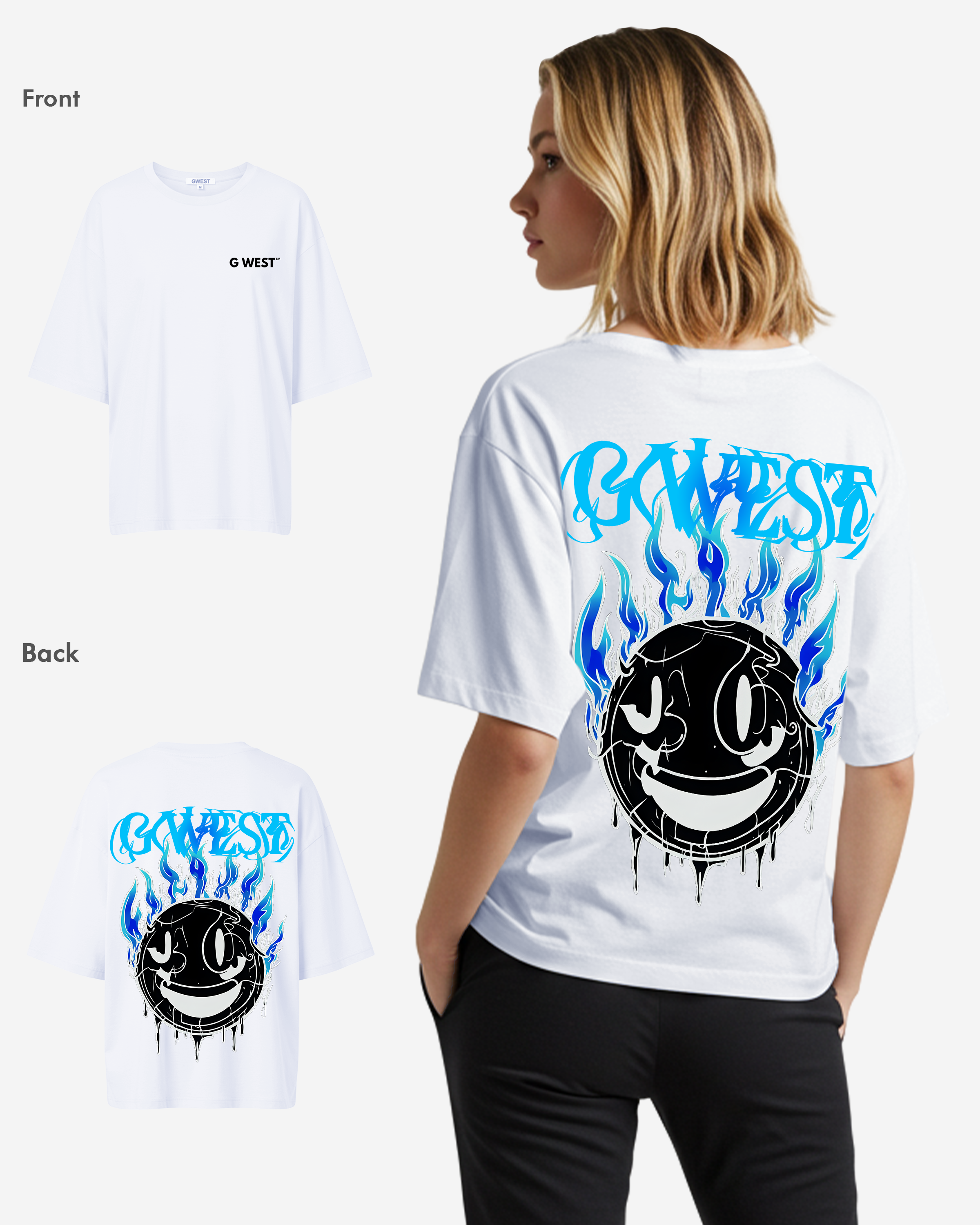 G West Oversized Aqua Smile Tee - WOMEN - G West