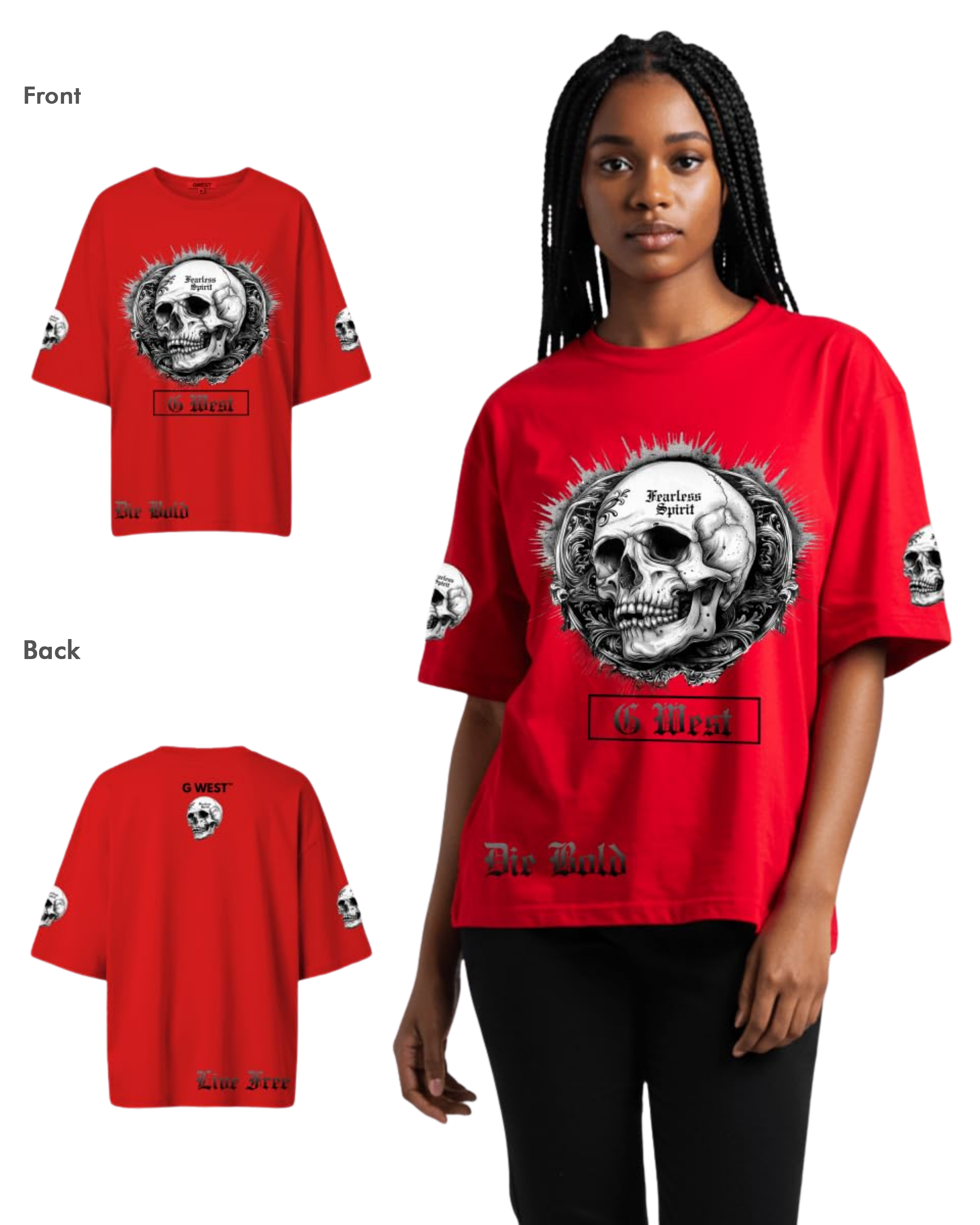 G West Womens Fearless Spirit Oversized Tee - G West