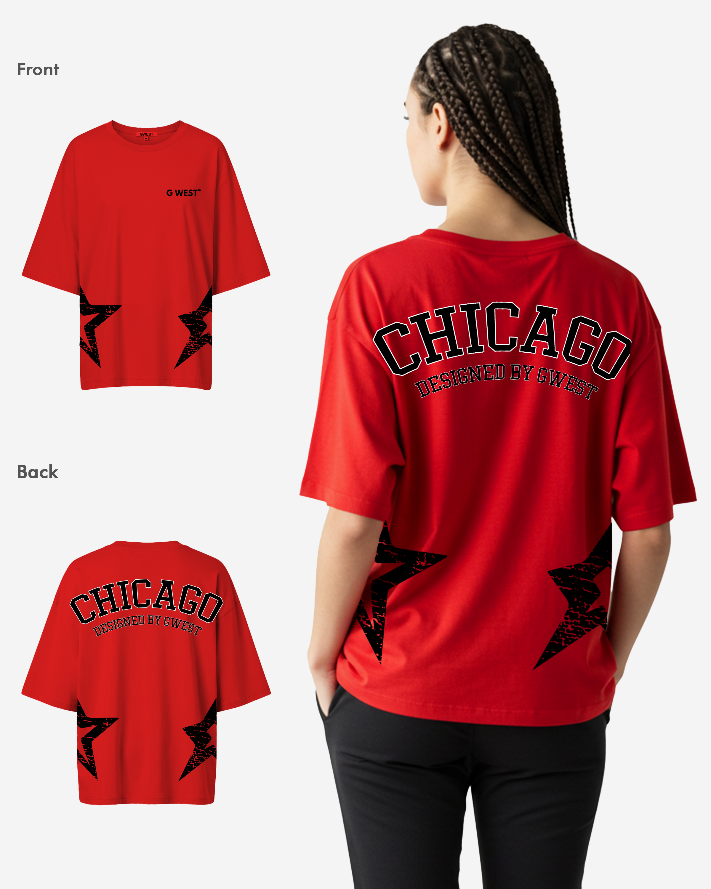 G West Oversized Chicago Arch Logo Tee - WOMEN - G West
