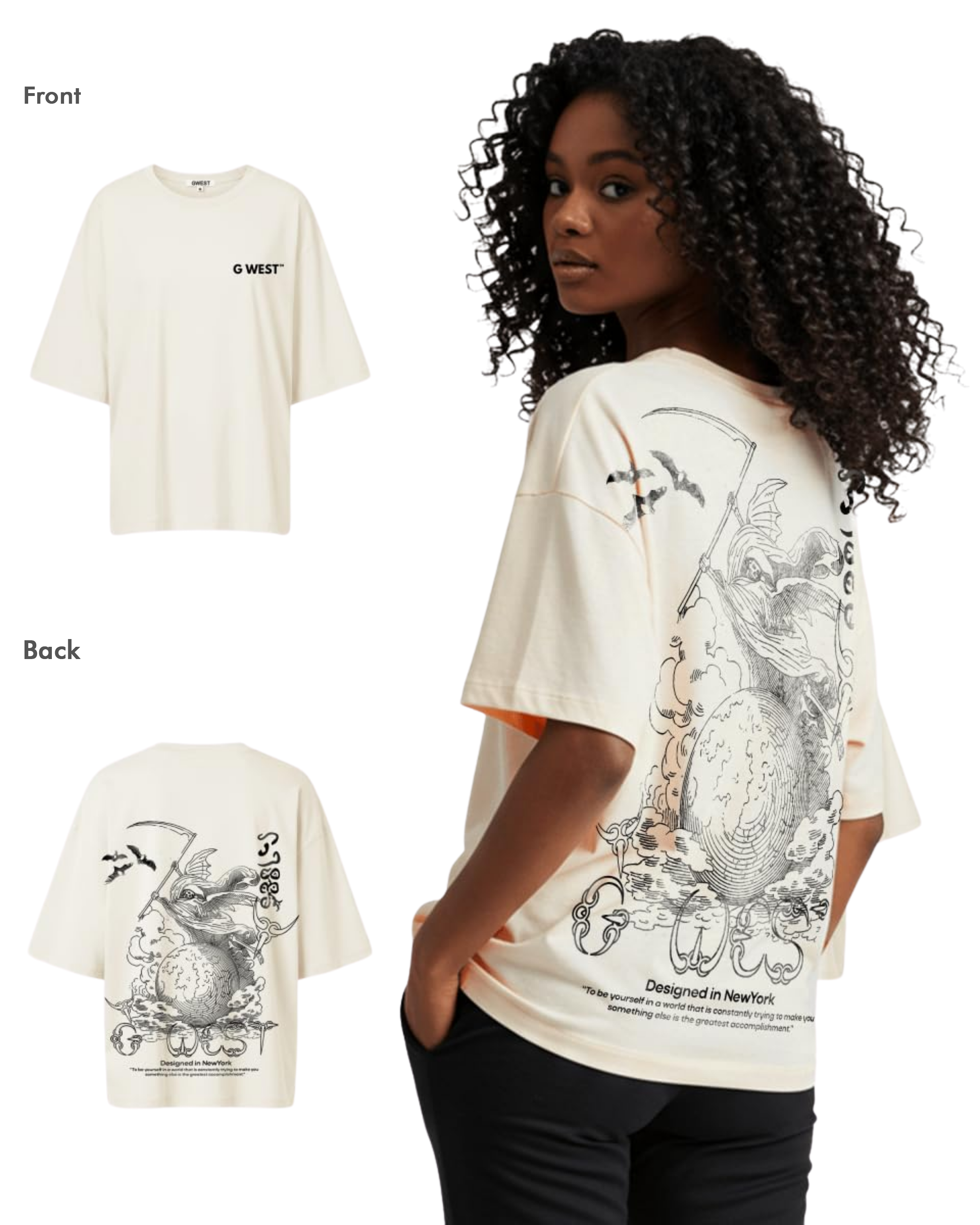 G West Womens Oversized Gratitude Reaper Tee - G West