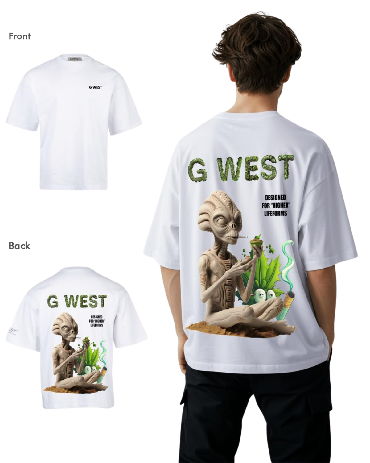 G West Mens Oversized Designed For Higher Lifeforms Tee - G West
