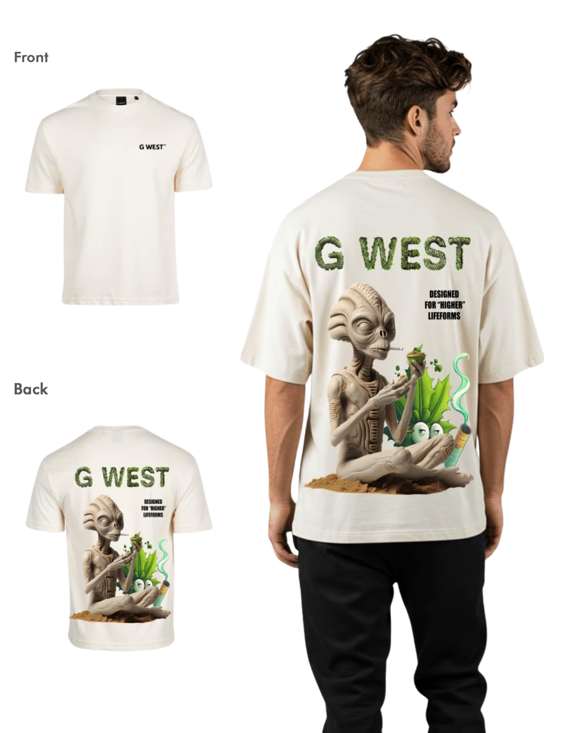 G West Mens Oversized Designed For Higher Lifeforms Tee - G West