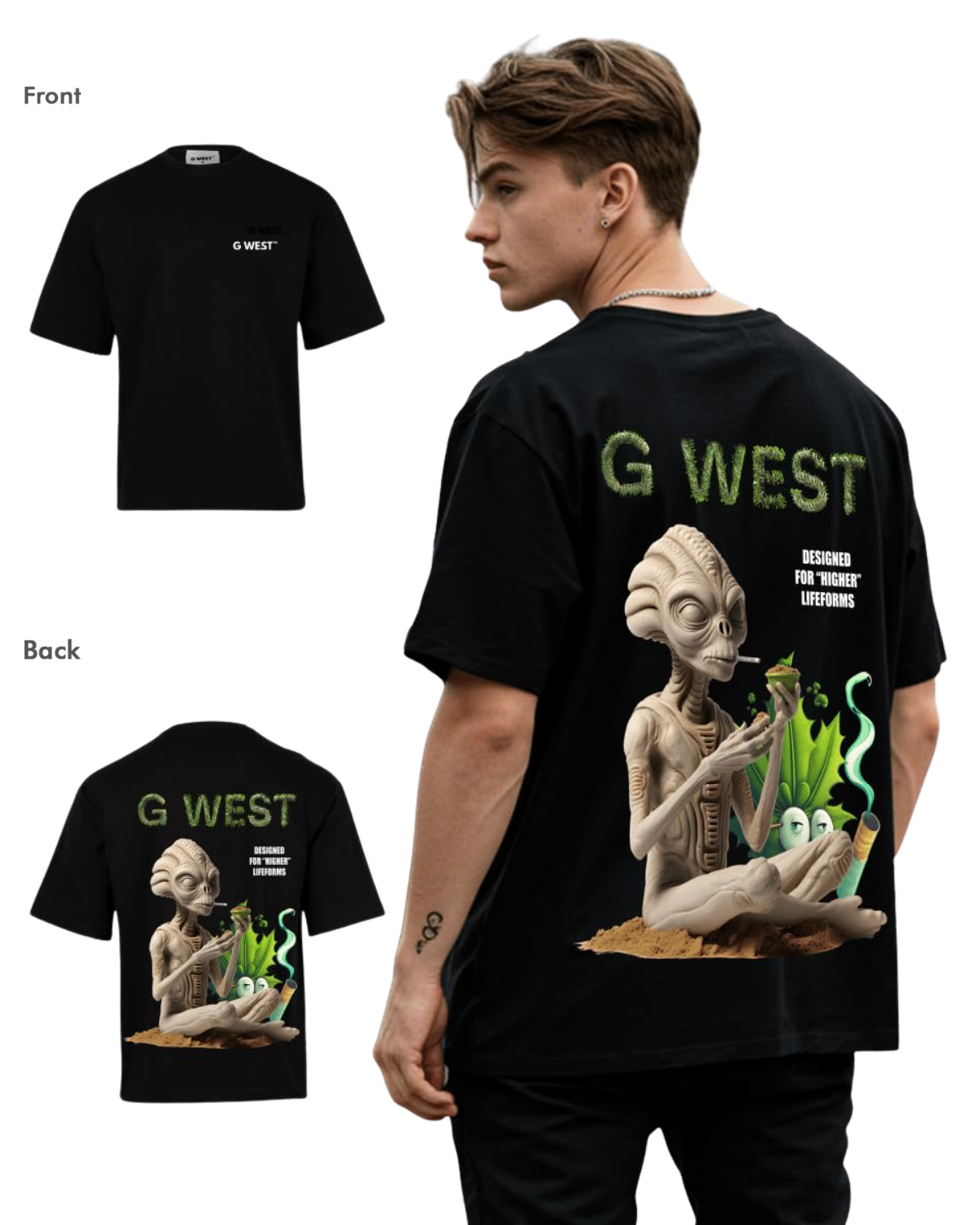 G West Mens Oversized Designed For Higher Lifeforms Tee - G West