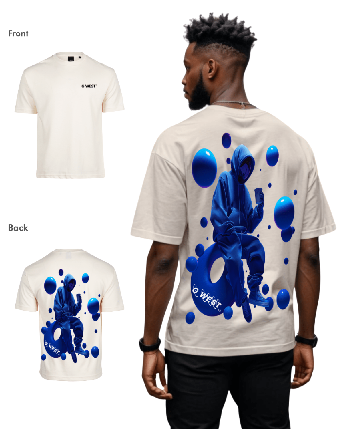 G West Mens Oversized Blue Man Tee - G West