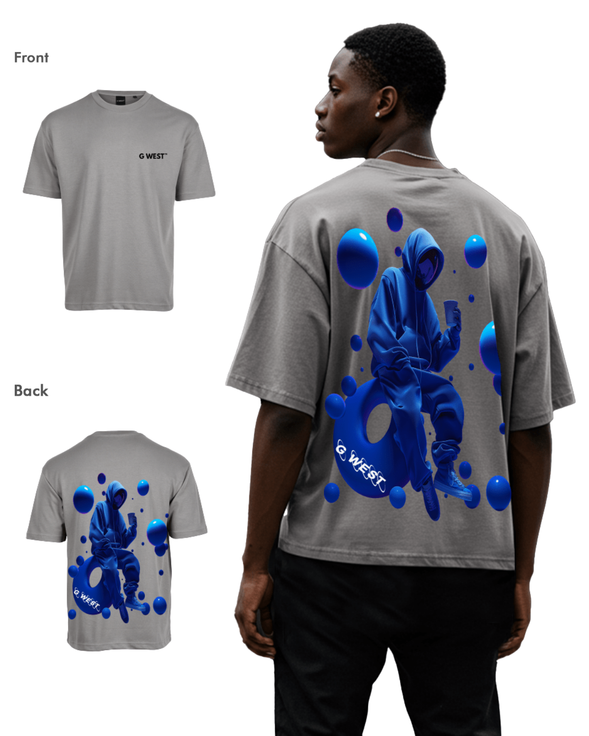 G West Mens Oversized Blue Man Tee - G West