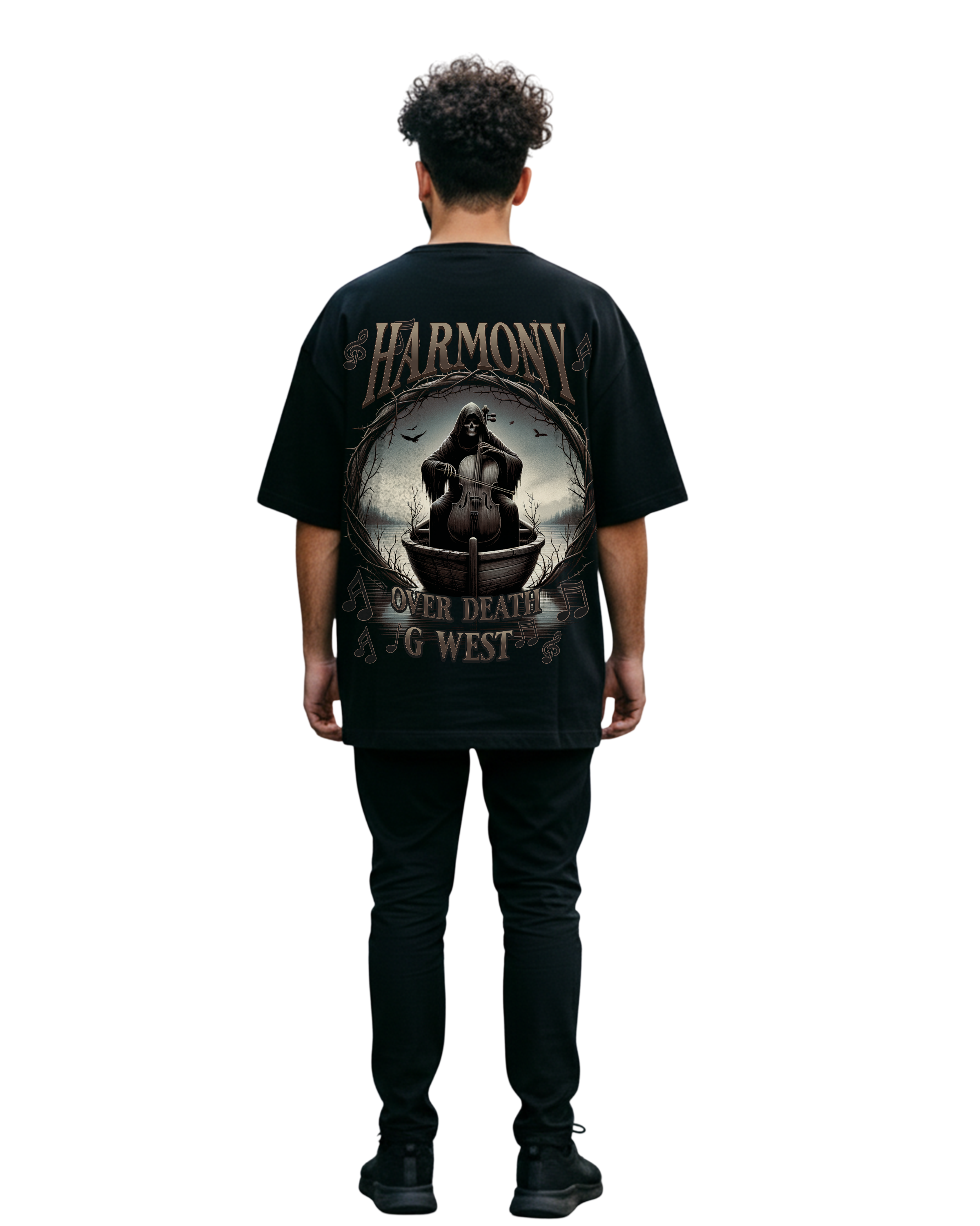 G West Rhinestone Symphony Of Shadows Men's Oversized T-Shirt - G West