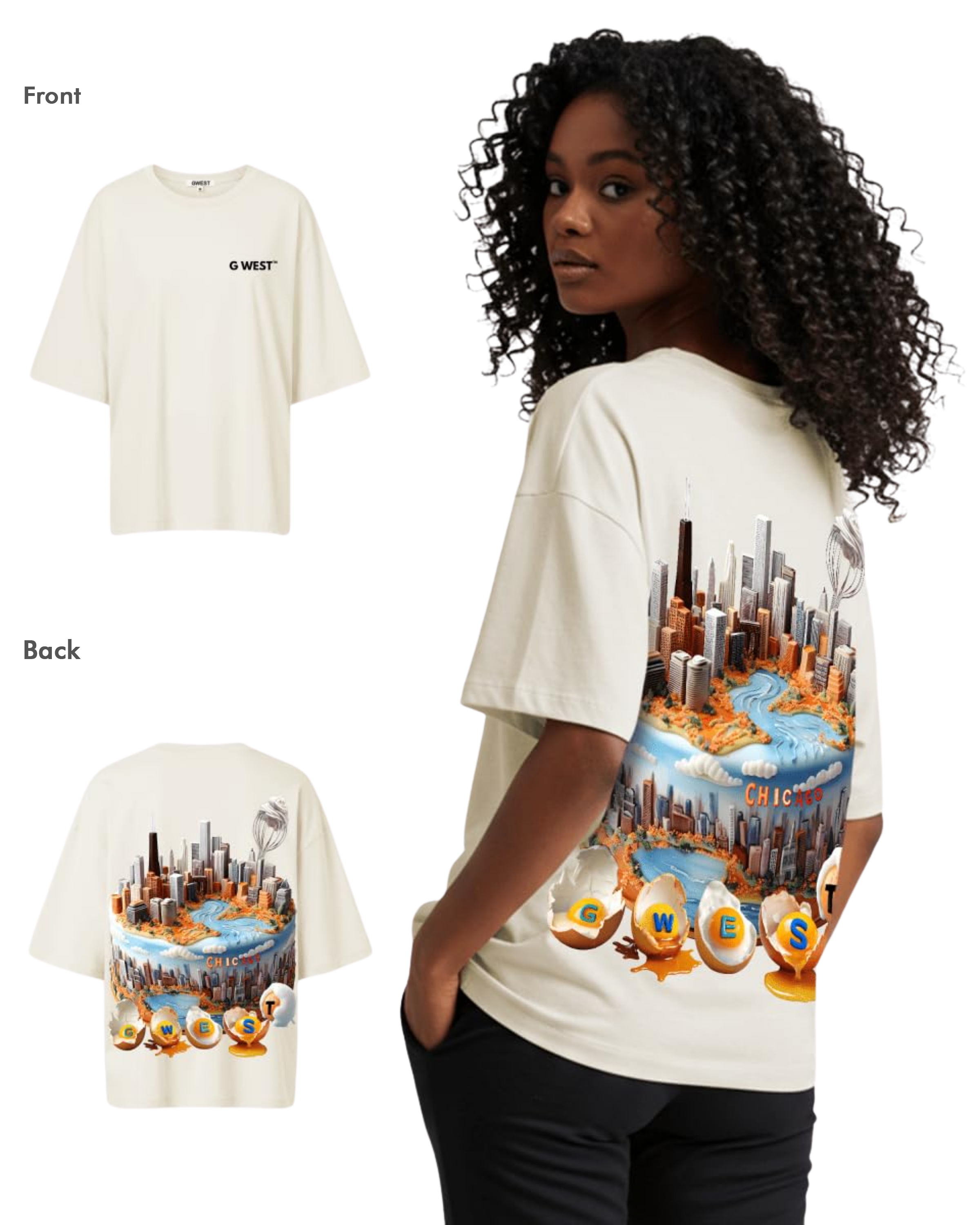 G West Womens OVERSIZED CHICAGO CAKE TEE - G West