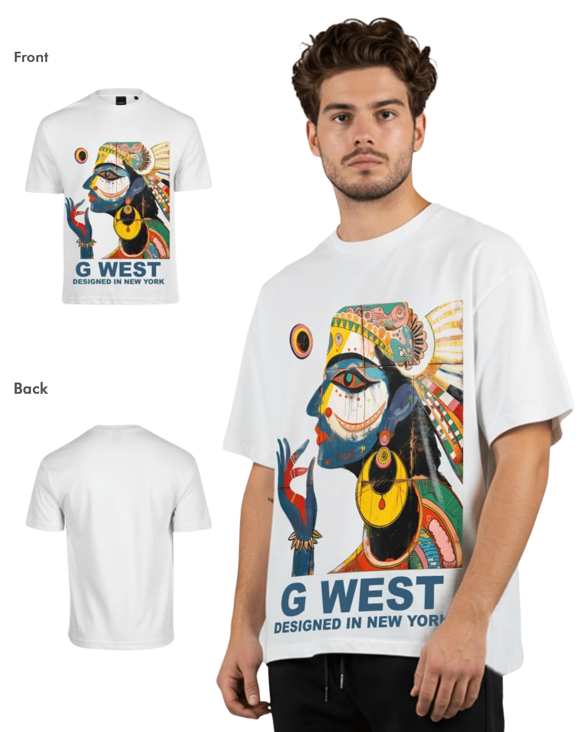 G West Mens Work Of Art Oversized Tee - G West