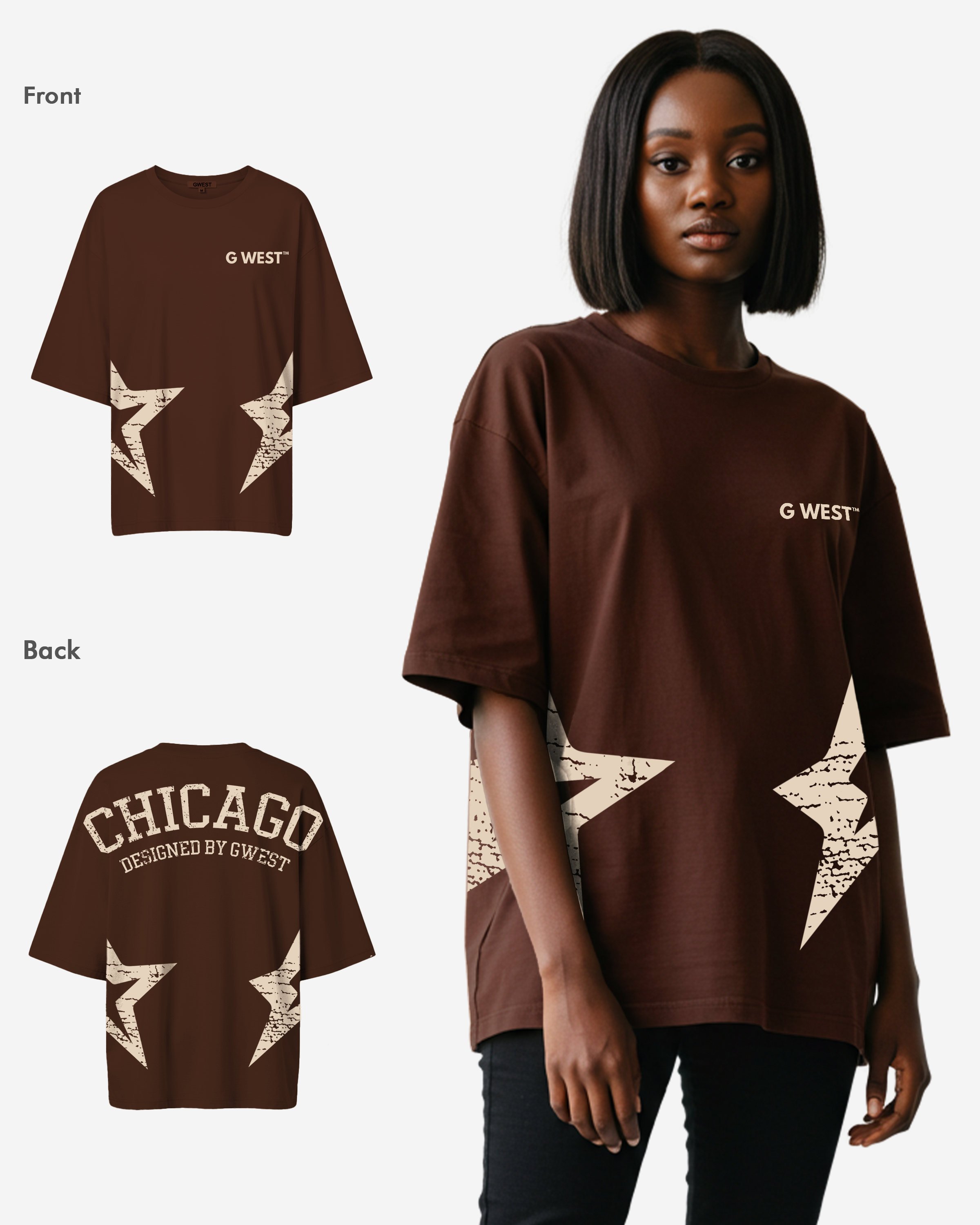 G West Oversized Chicago Arch Logo Tee - WOMEN - G West
