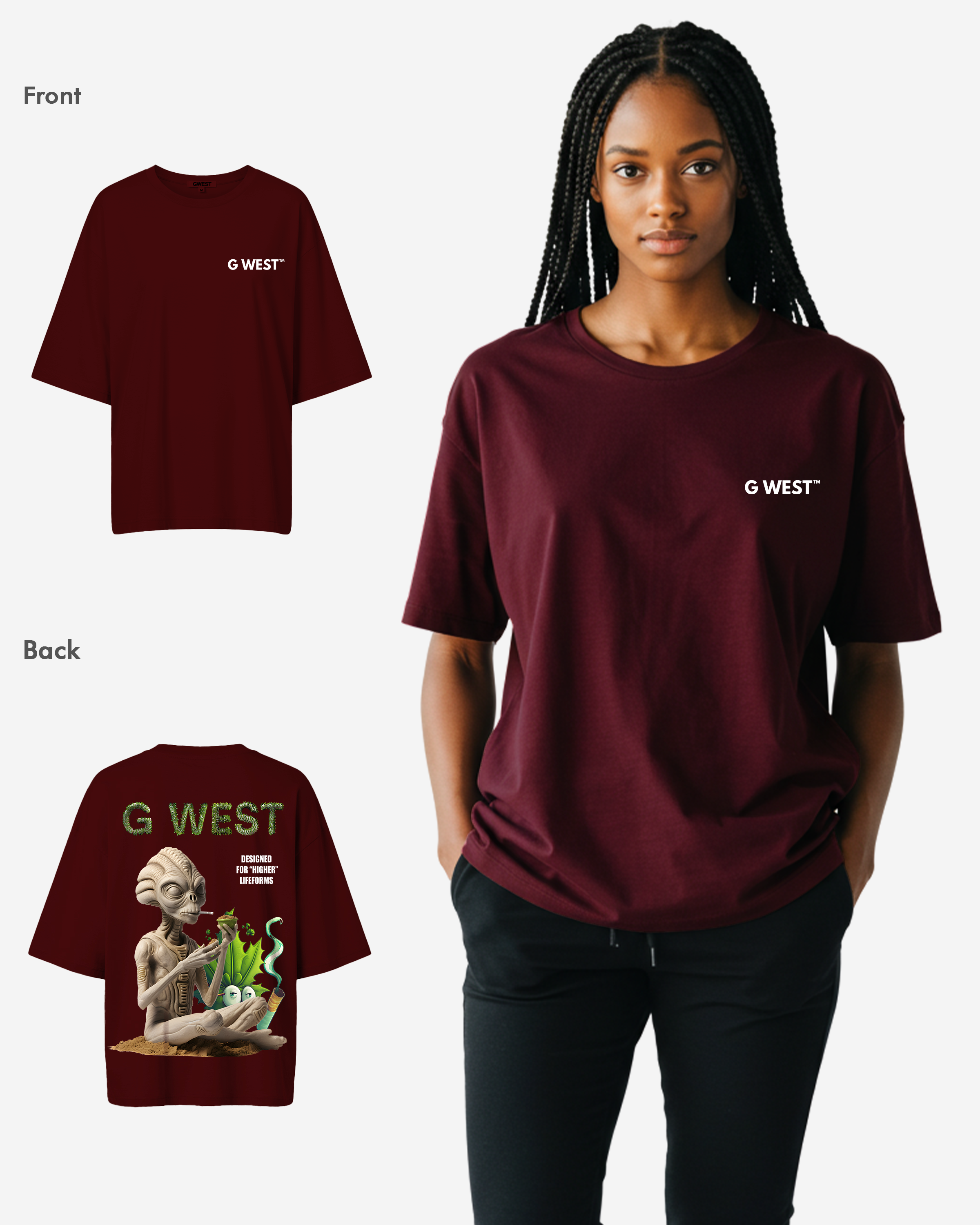 G West Oversized Designed For Higher Lifeforms Tee - WOMEN - G West