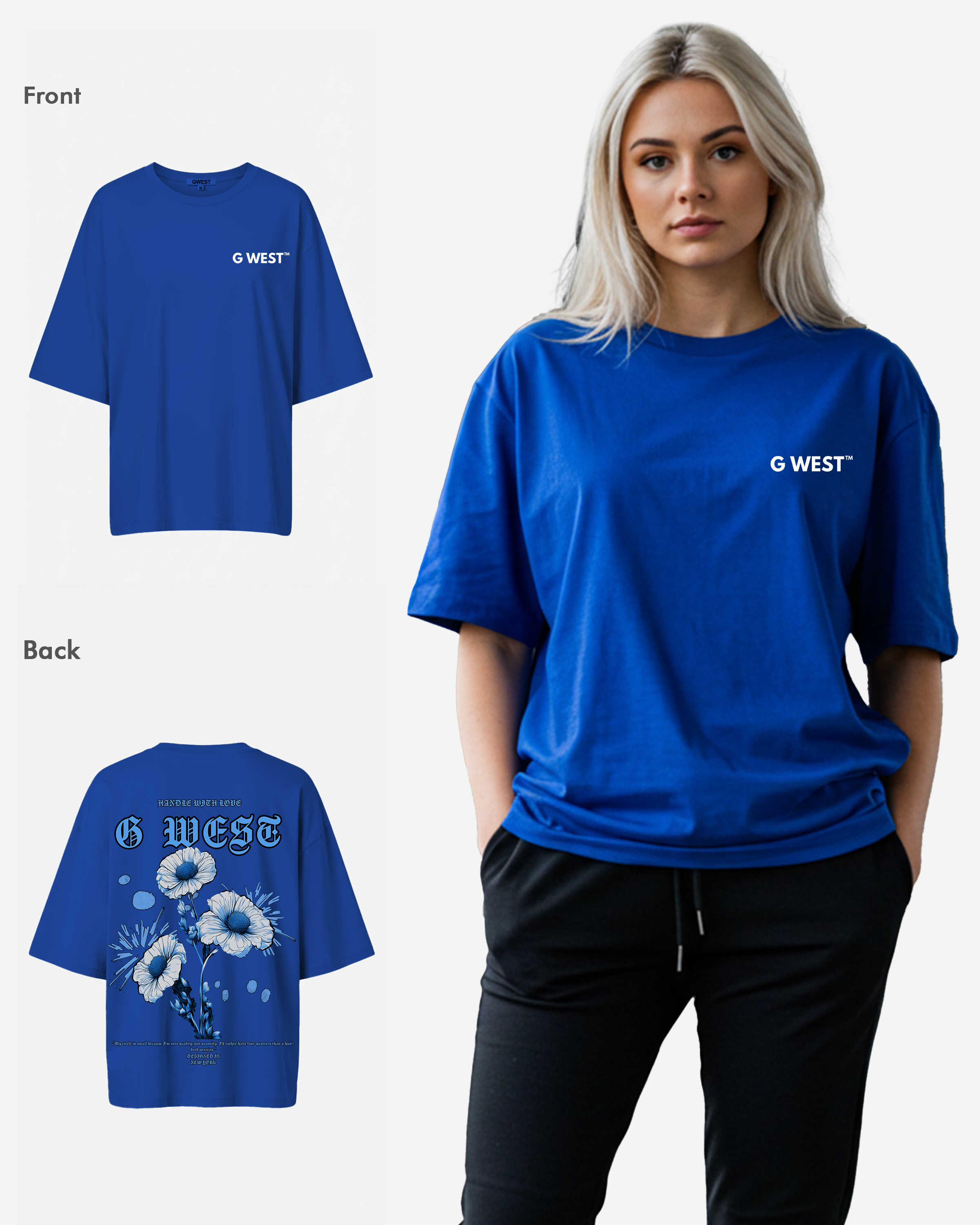G West Oversized Blue Garden Tee -WOMEN - G West