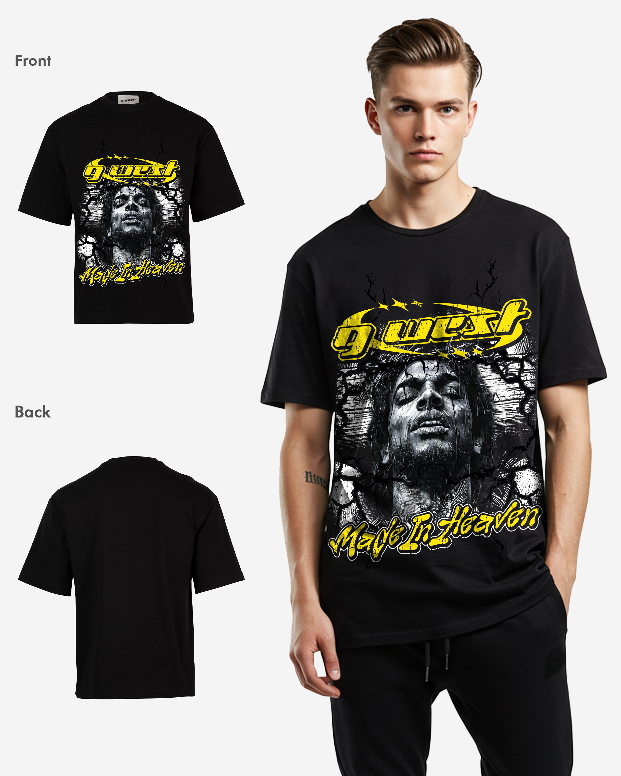 G West Rhinestone Made In Heaven Oversized Tee - G West