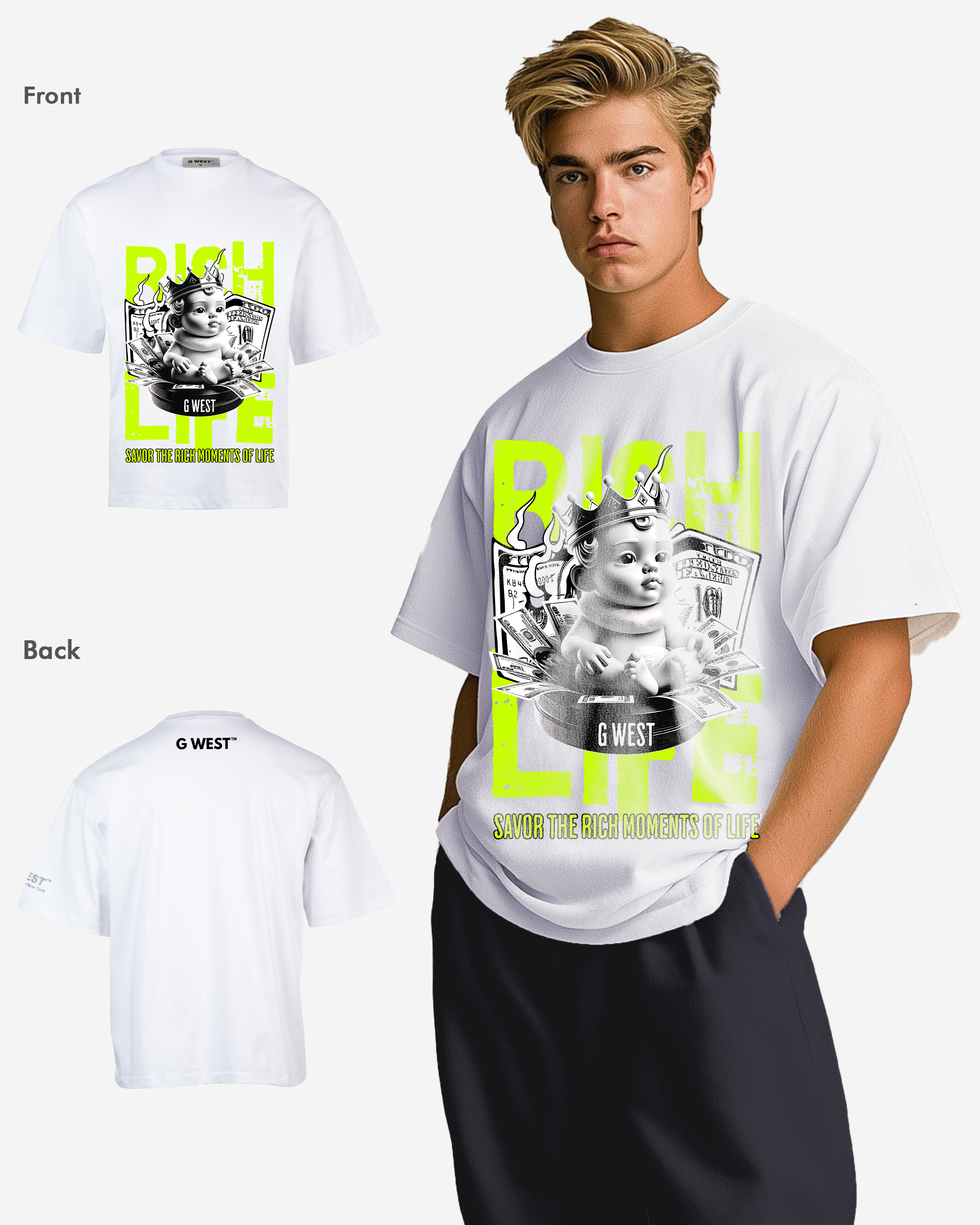 G-WEST RICH LIFE OVERSIZED TEE GWROJMT180 - G West