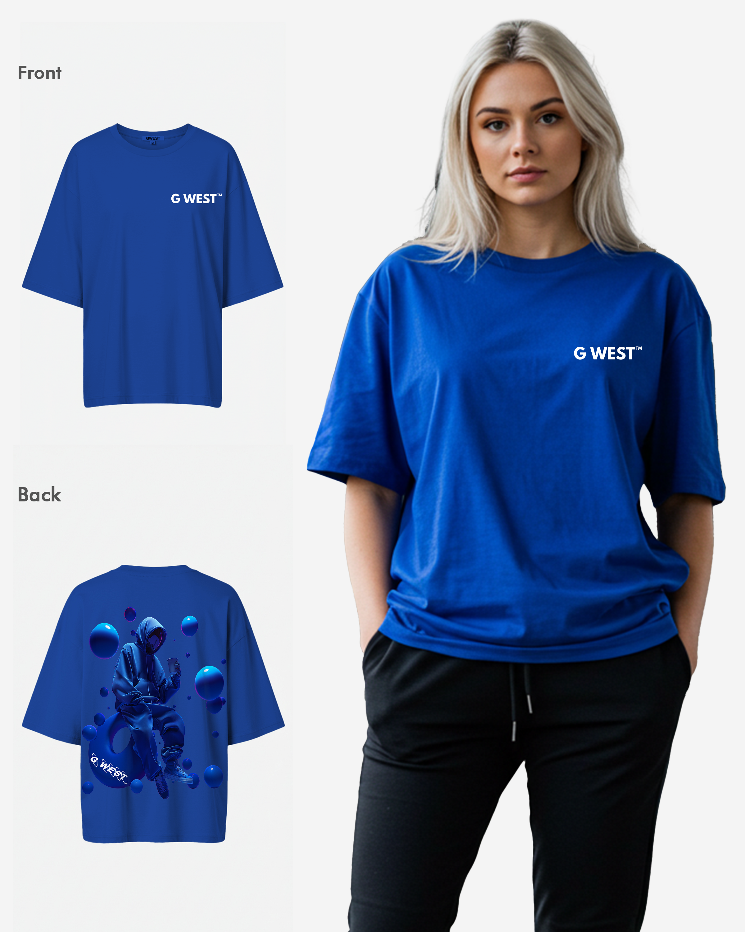 G West Oversized Blue Man Tee - WOMEN - G West