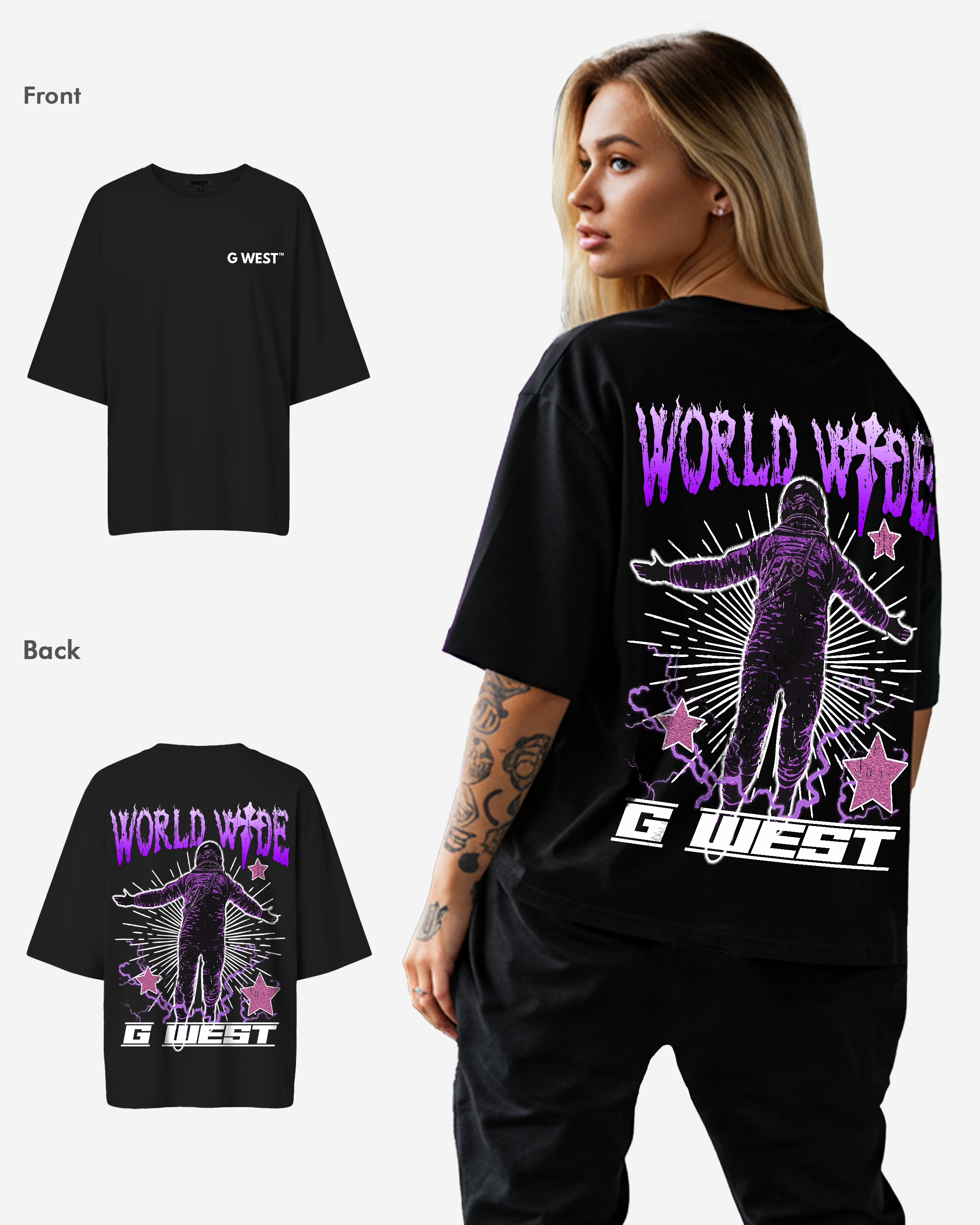 G West Oversized World Wide Star Tee -WOMEN - G West