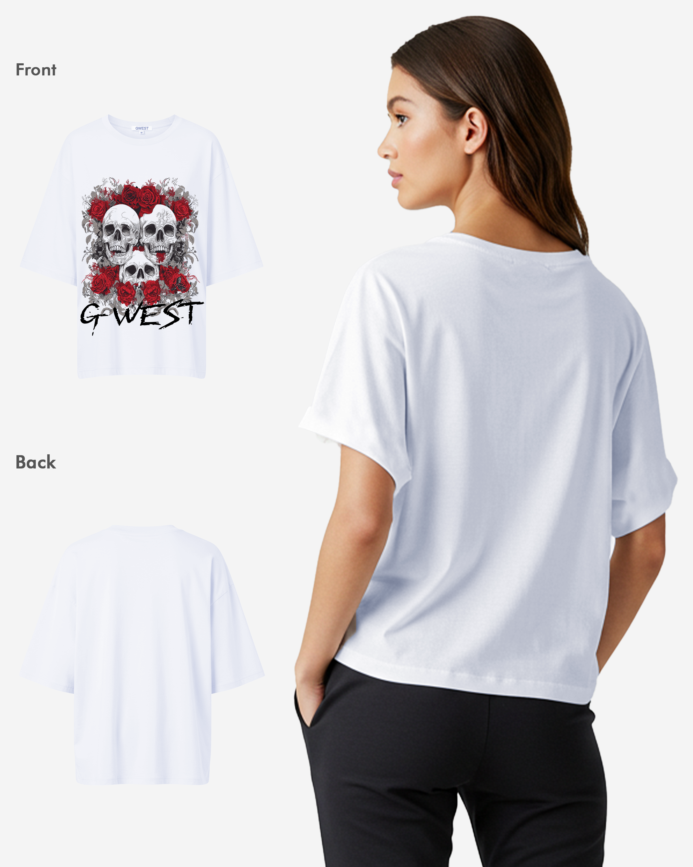 G West Roses And Bones Oversized Tee -WOMEN - G West