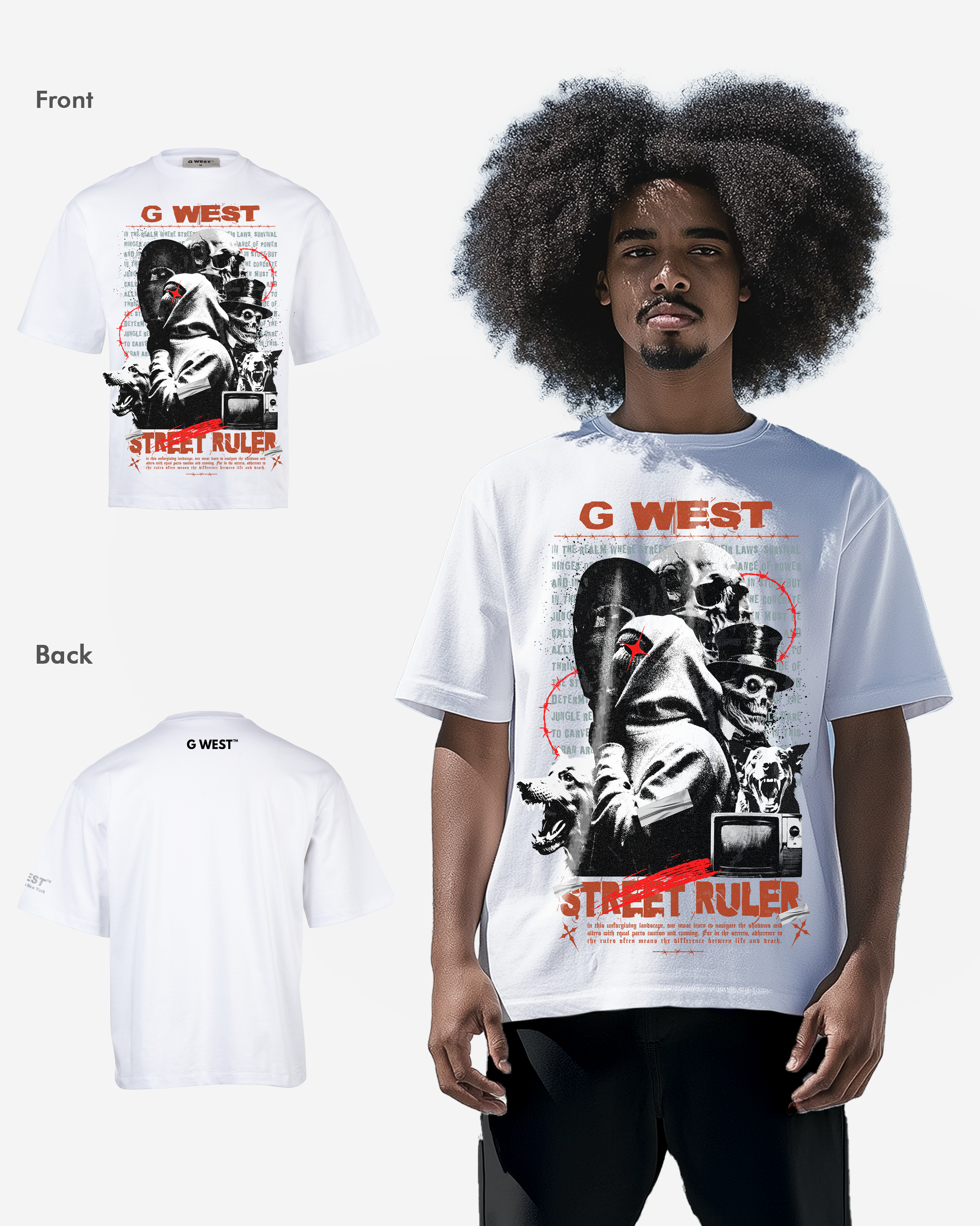 G-WEST STREET RULER OVERSIZED TEE GWROJMT90 - G West