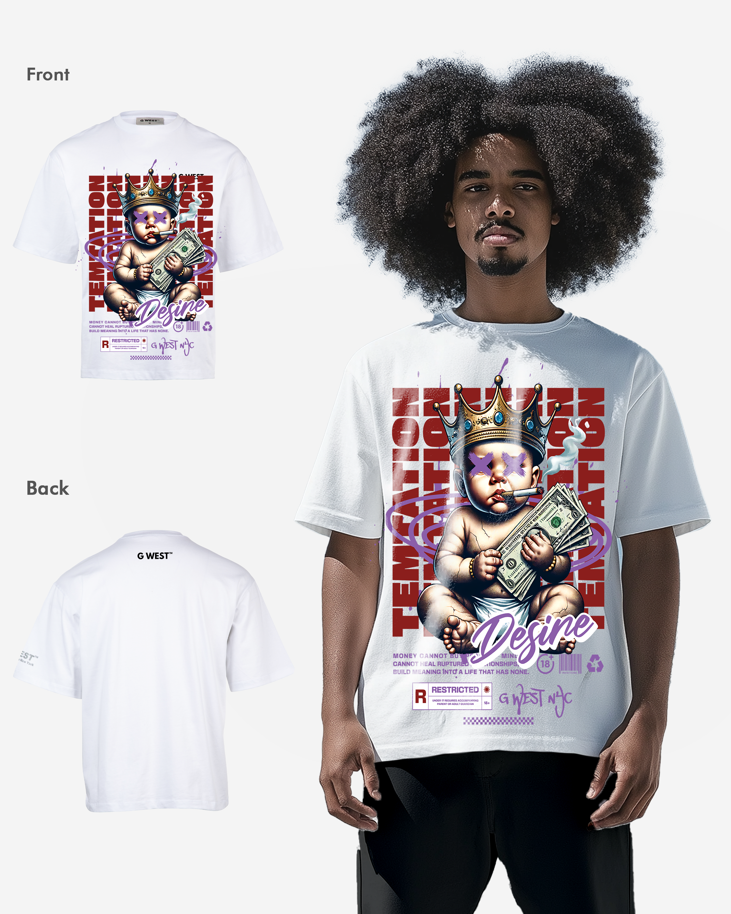 G-WEST TEMPTATION DESIRE OVERSIZED TEE GWROJMT148 - G West