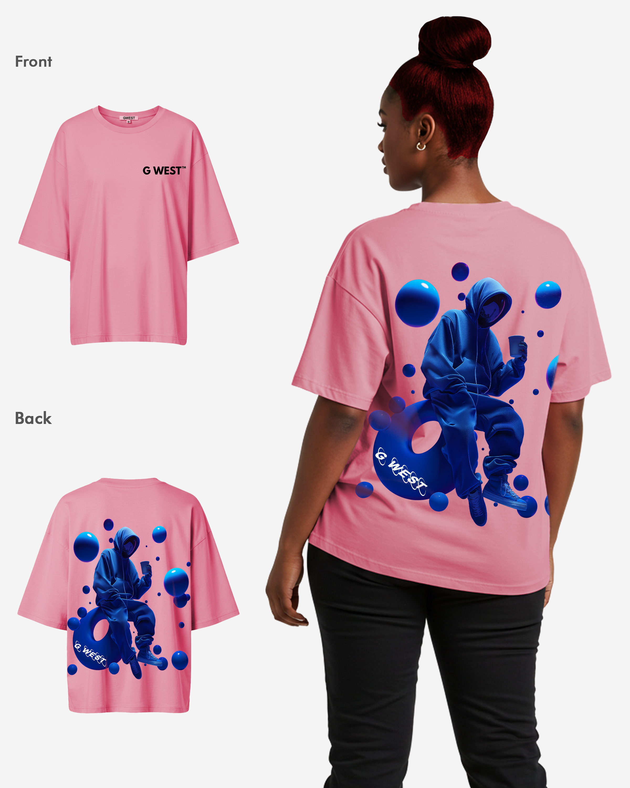 G West Oversized Blue Man Tee - WOMEN - G West