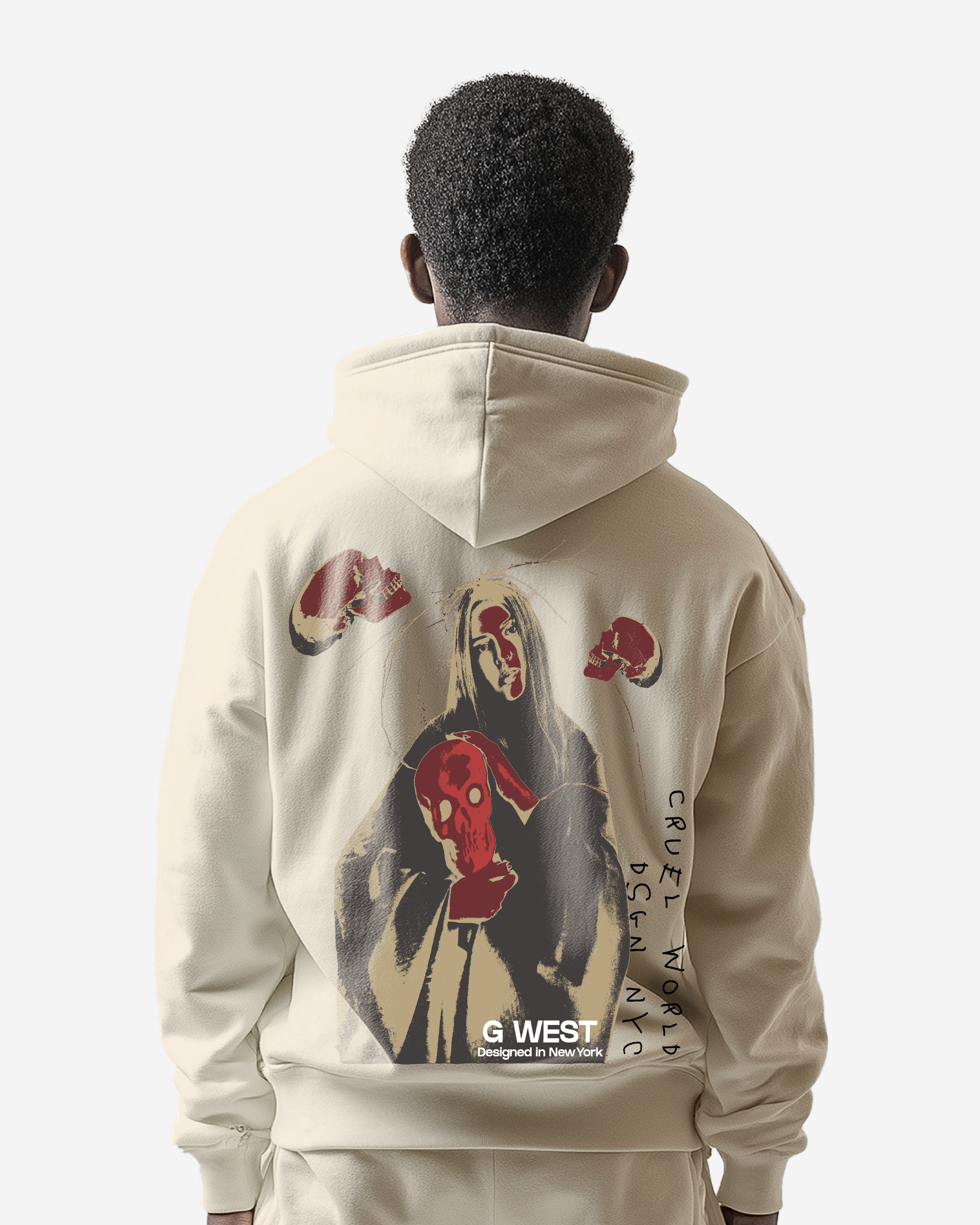 G West Red Skull Heavy Premium Oversized Hoodie - G West