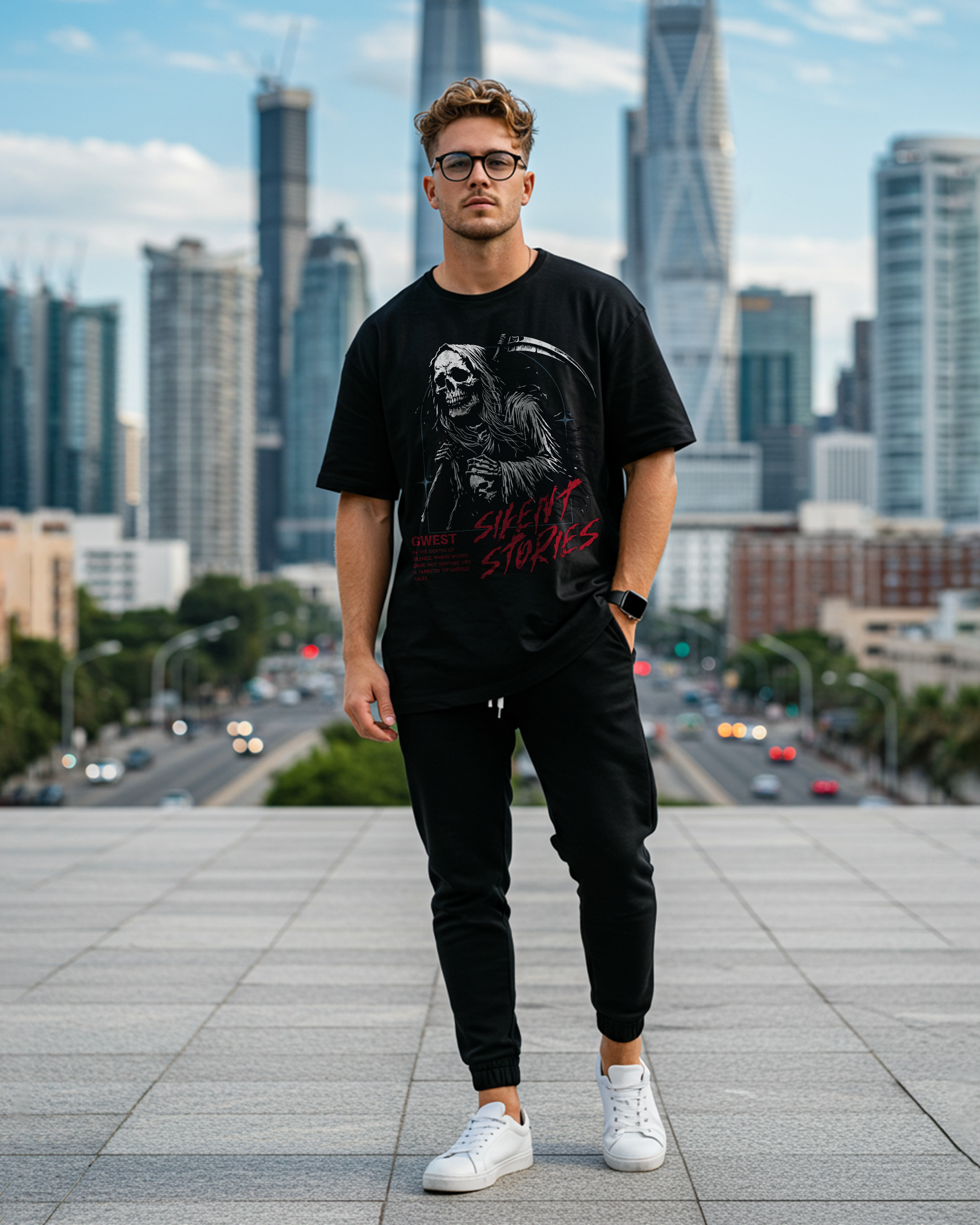Gothic Skull of Death Oversized T-Shirt - G West
