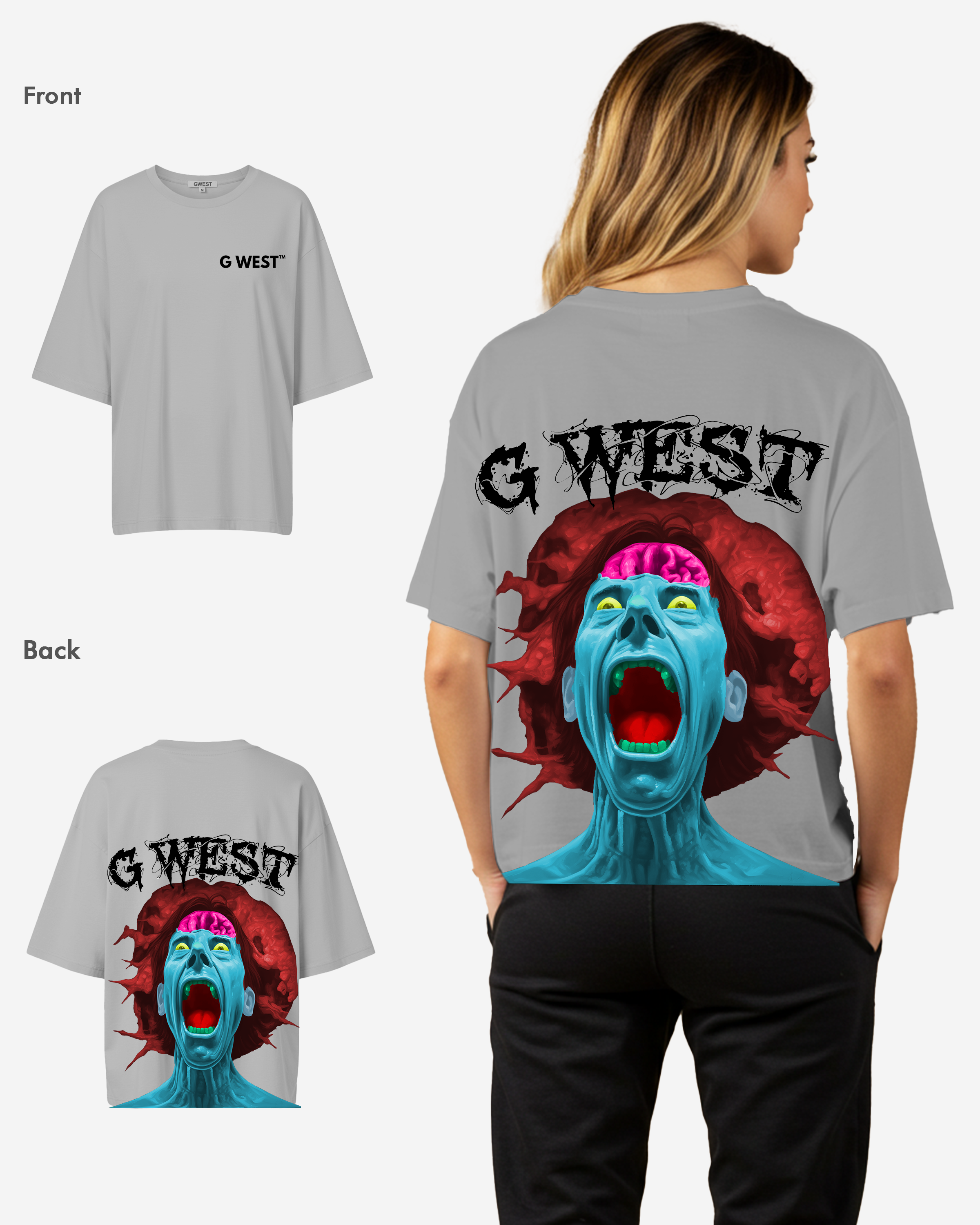 G West Oversized Premium Erupt Brain T-Shirt - WOMEN - G West