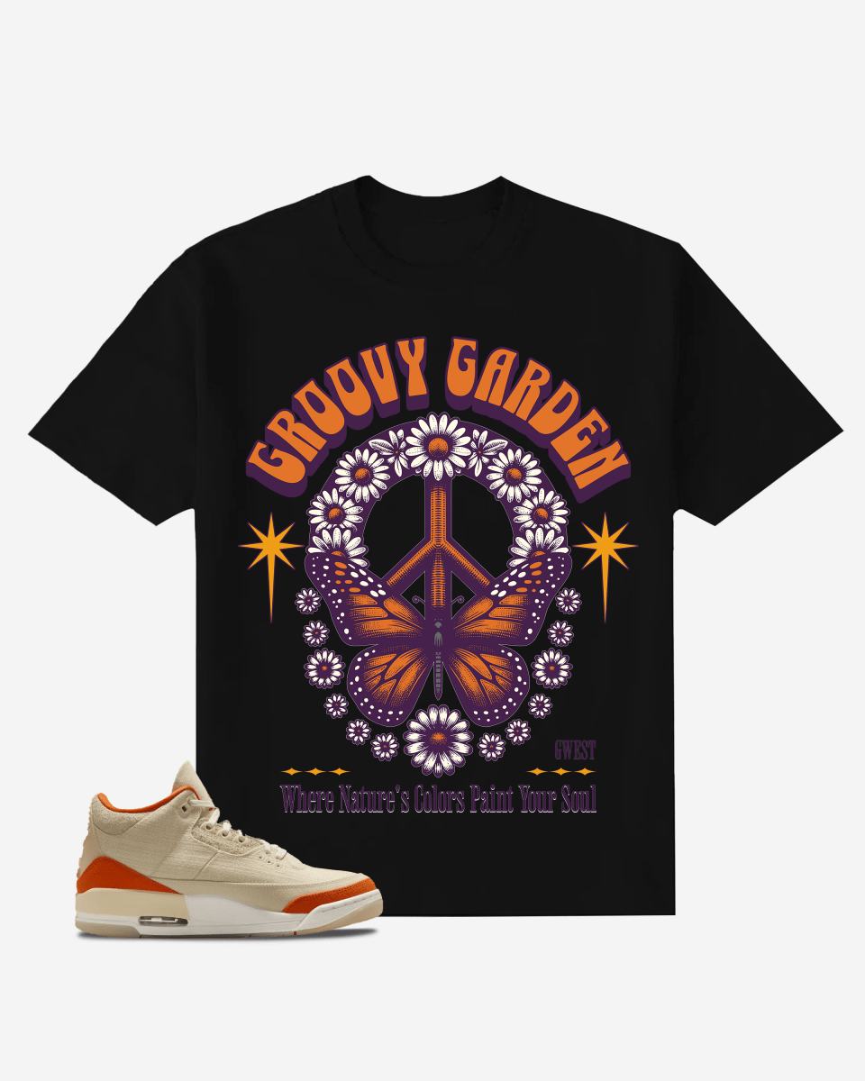Butterfly and Daisy Flower Groovy Garden T-Shirt - G West