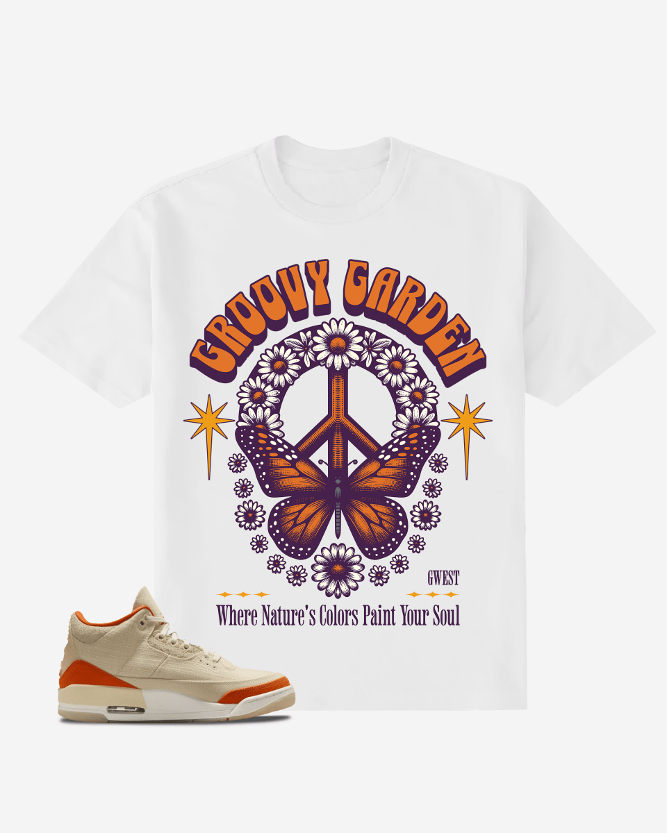 Butterfly and Daisy Flower Groovy Garden T-Shirt - G West