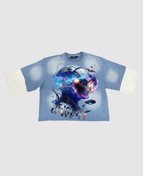 G WEST 3/4 TWO TONE SLEEVE MATAL FUTURE COTTON JERSEY TEE - G West