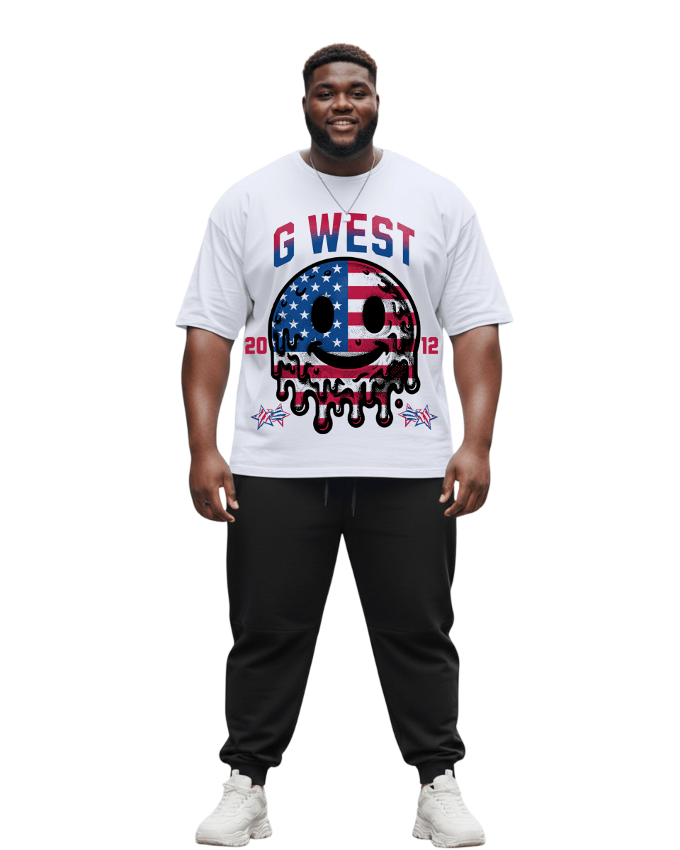 G West American Flag Big And Tall Oversized T-Shirt - G West