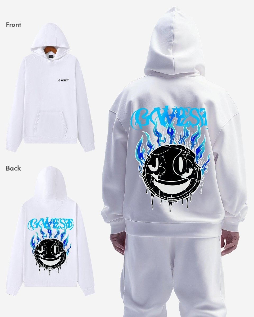 G West Aqua Smile Oversize Hoodie Mens Style - G West
