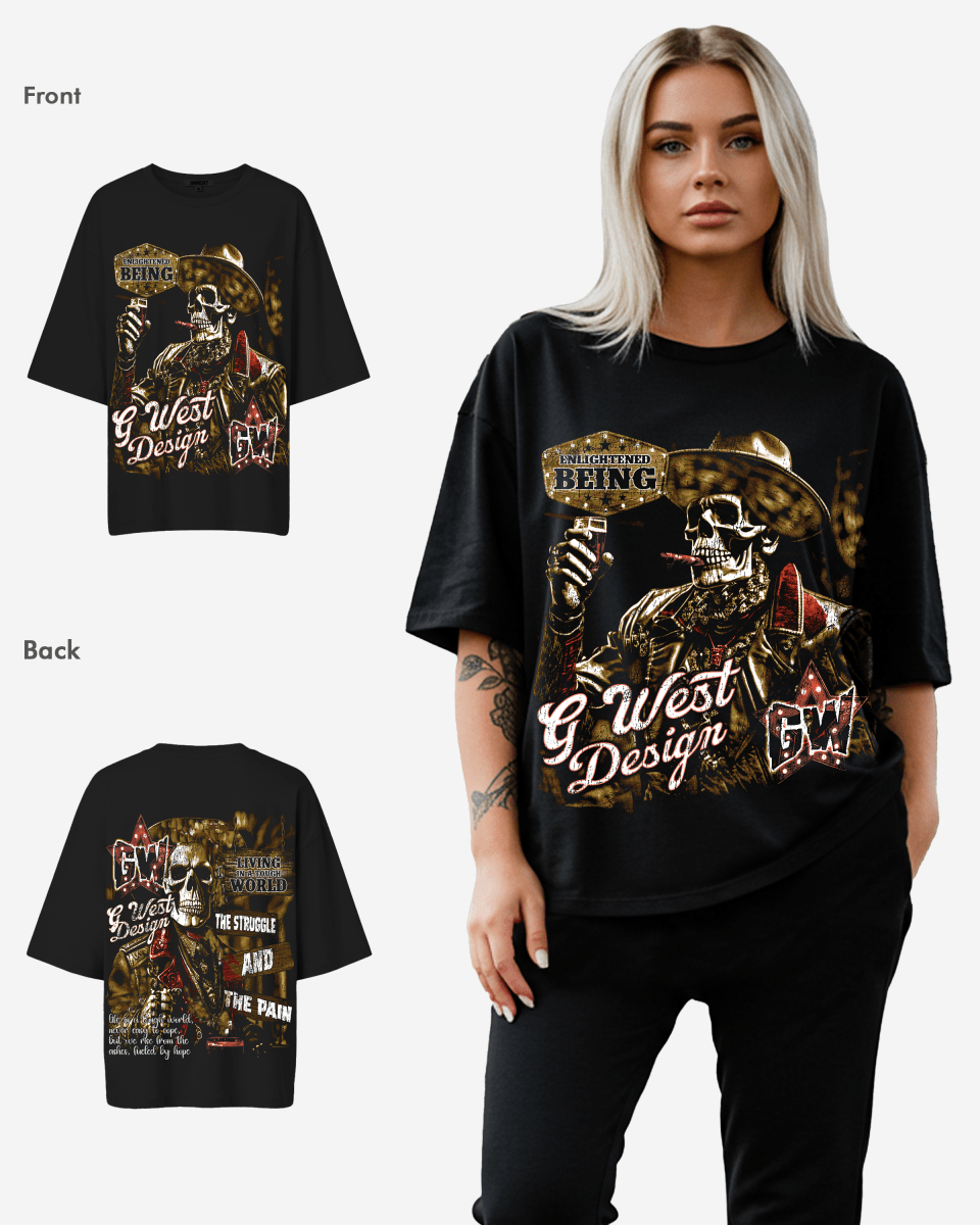 G West Being Enlightened Acid Wash Premium Oversized Tee - WOMEN - G West