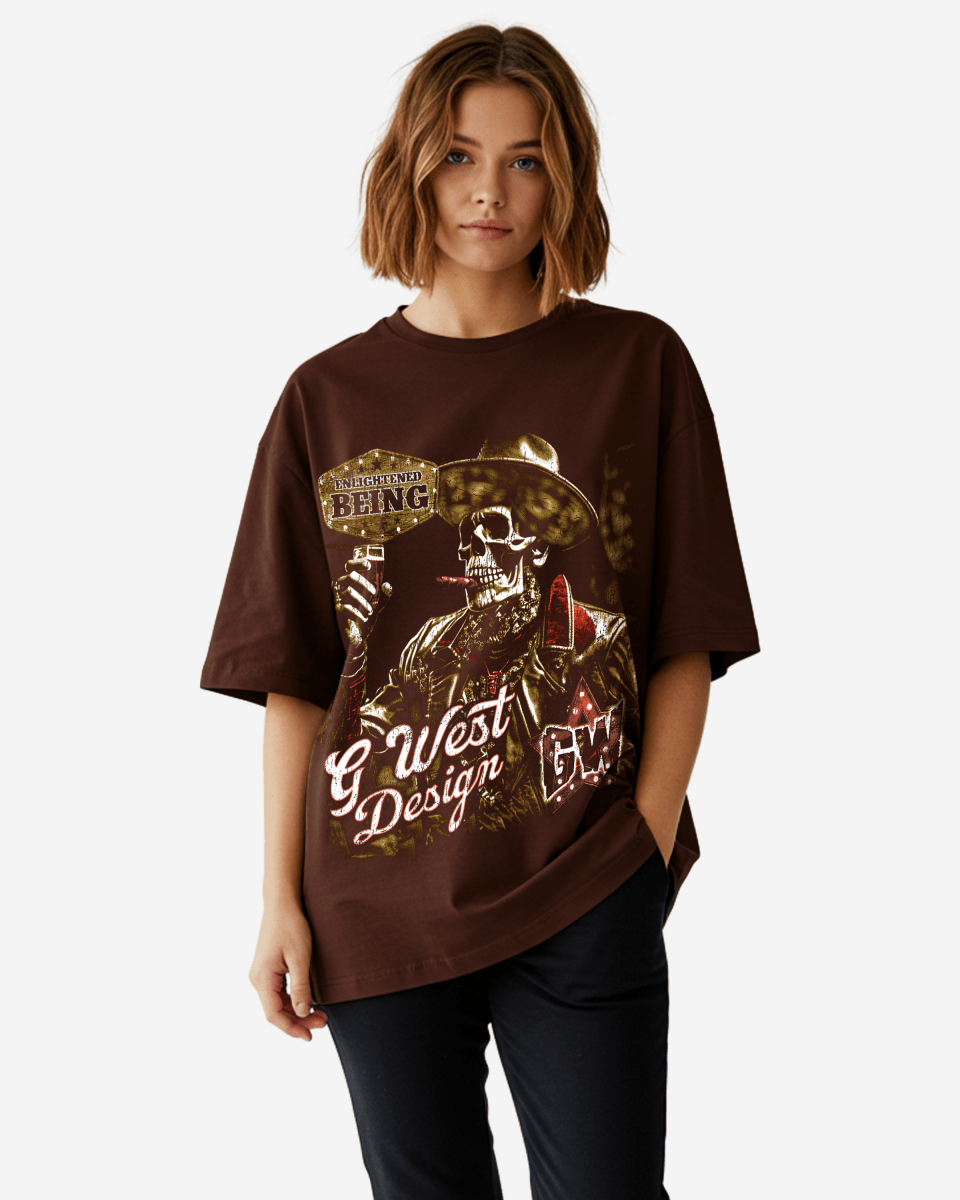 G West Being Enlightened Acid Wash Premium Oversized Tee - WOMEN - G West