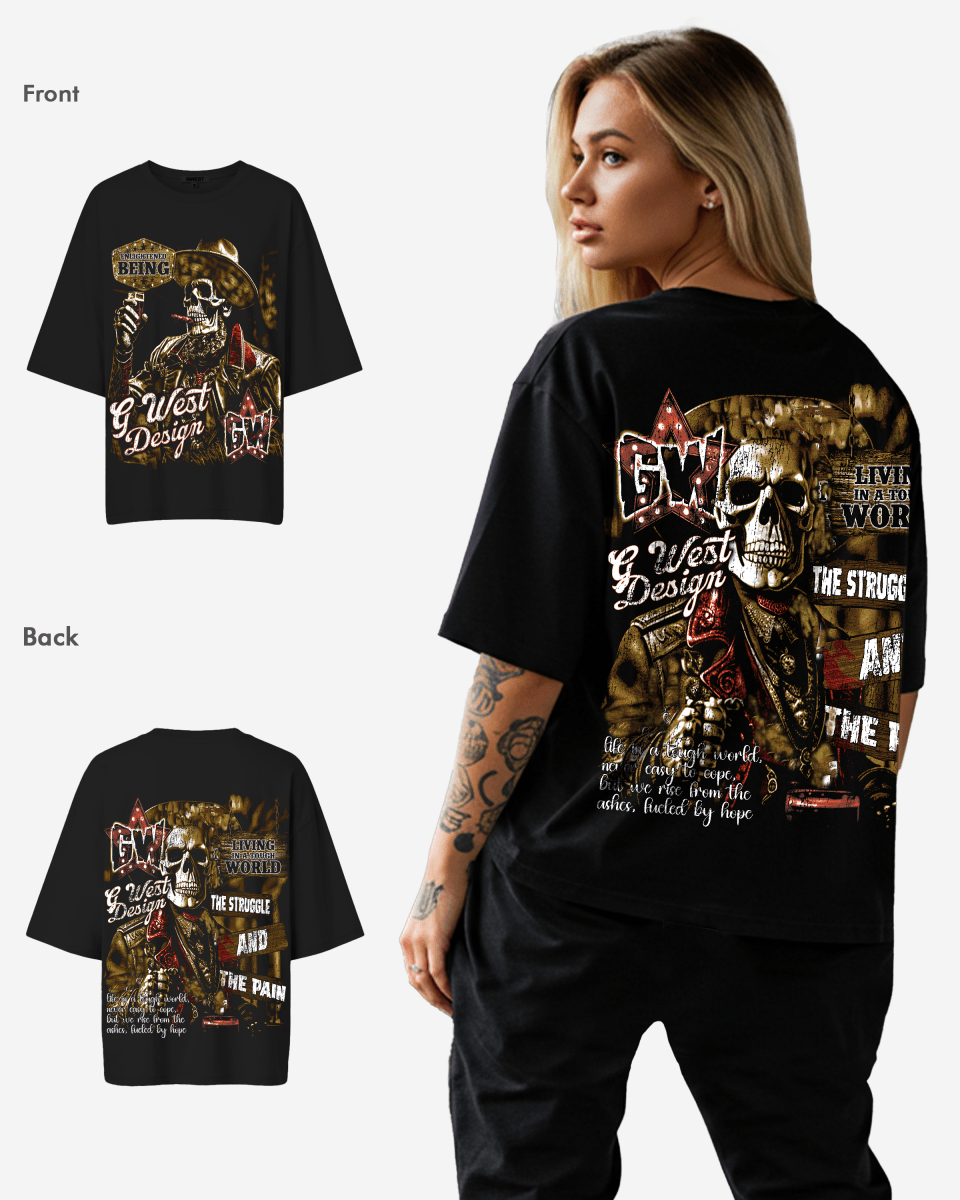G West Being Enlightened Acid Wash Premium Oversized Tee - WOMEN - G West