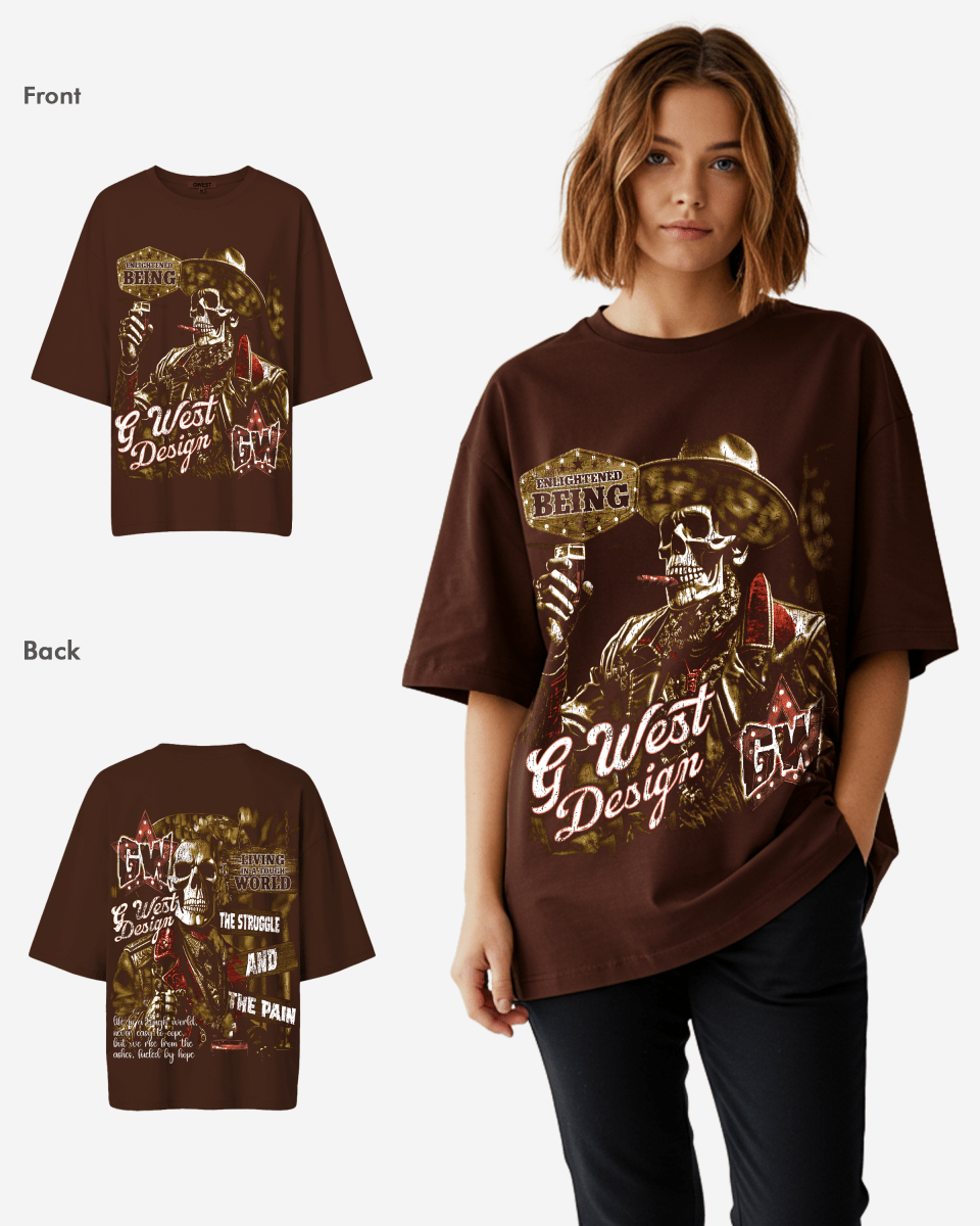 G West Being Enlightened Acid Wash Premium Oversized Tee - WOMEN - G West