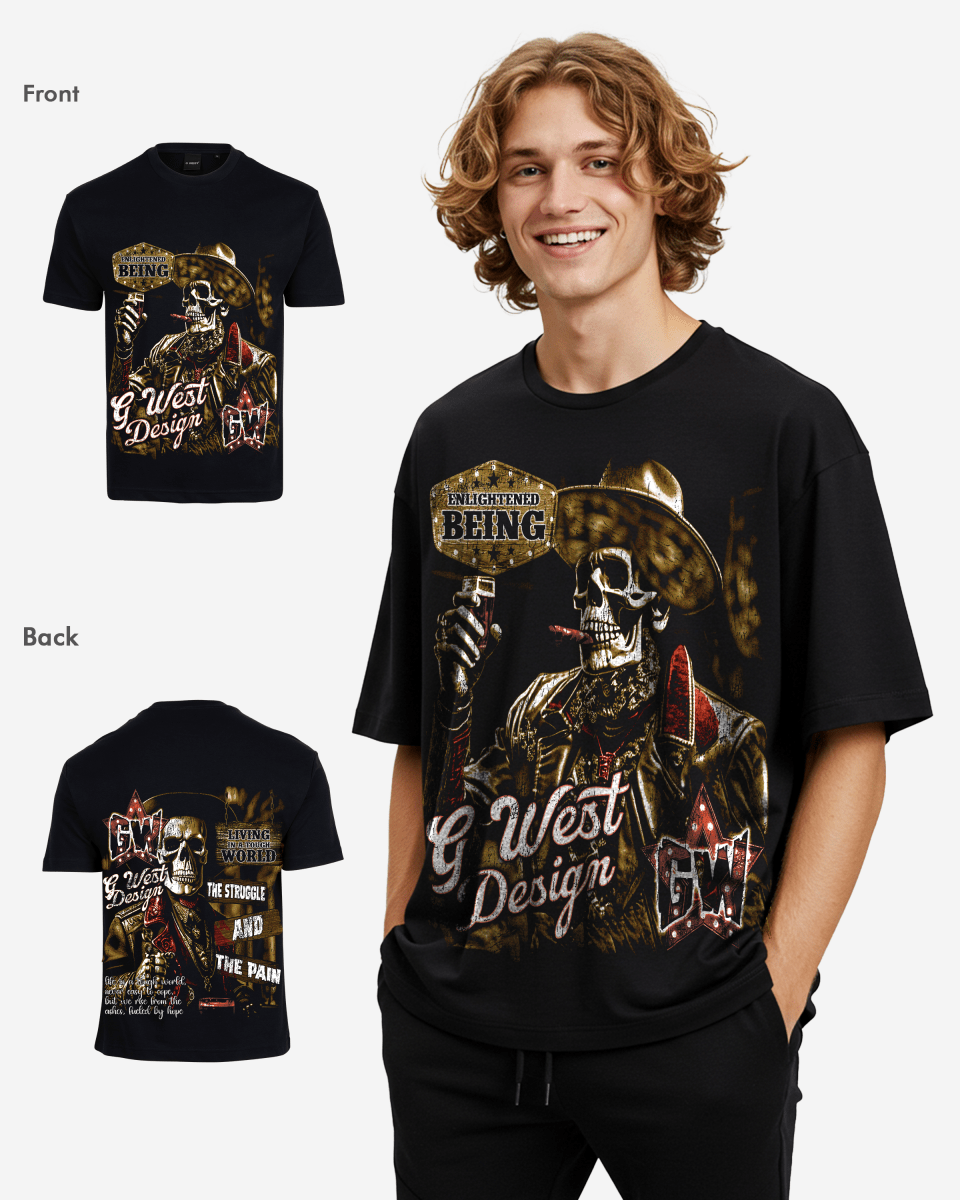 G West Being Enlightened Acid Wash Premium Oversized Tee - G West