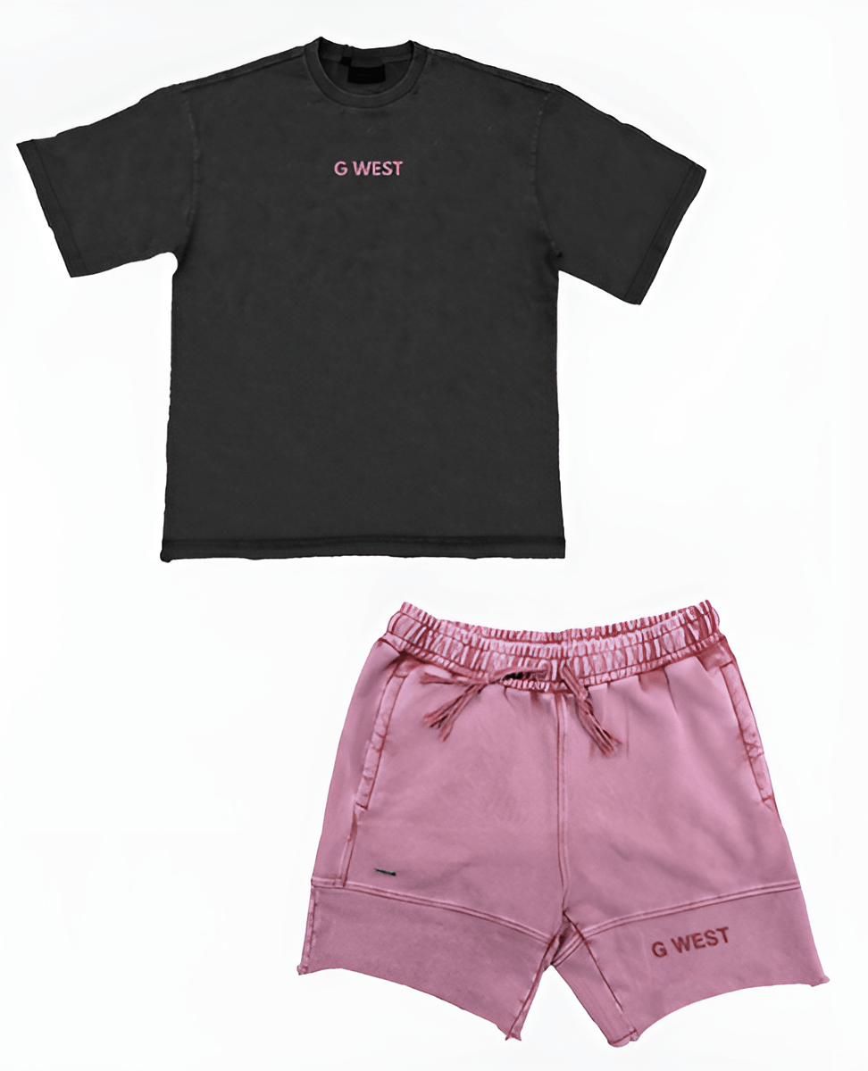 G West Black & Pink Wash Short Set - G West