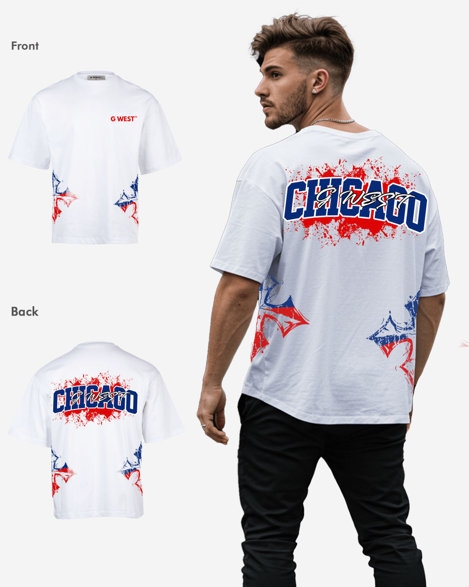 G West Chicago Blood Arch Logo Oversized T-Shirts - G West