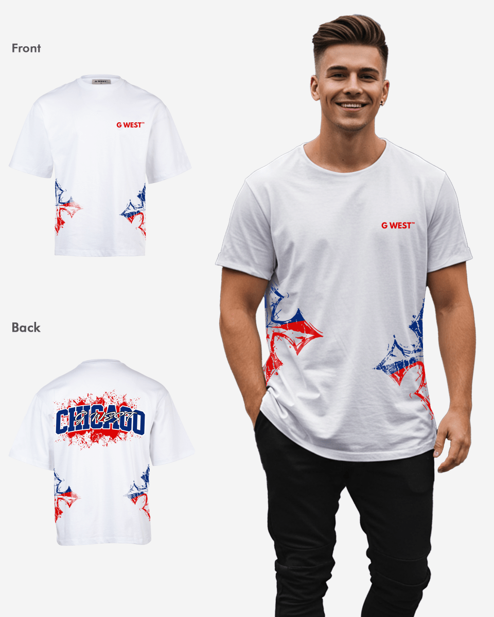 G West Chicago Blood Arch Logo Oversized T-Shirts - G West