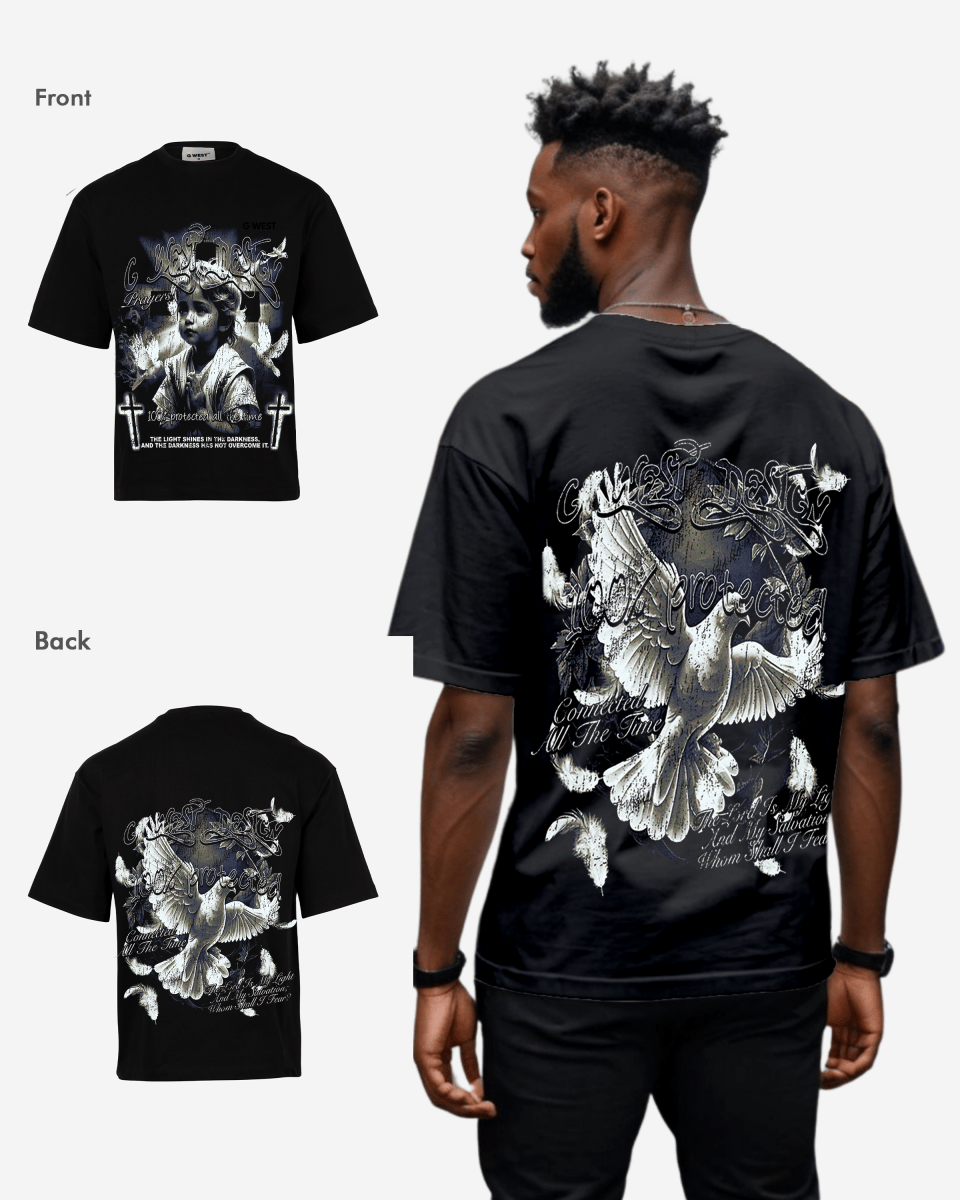 G West Connected All The Time Premium Oversized Tee Front And Back Print - G West