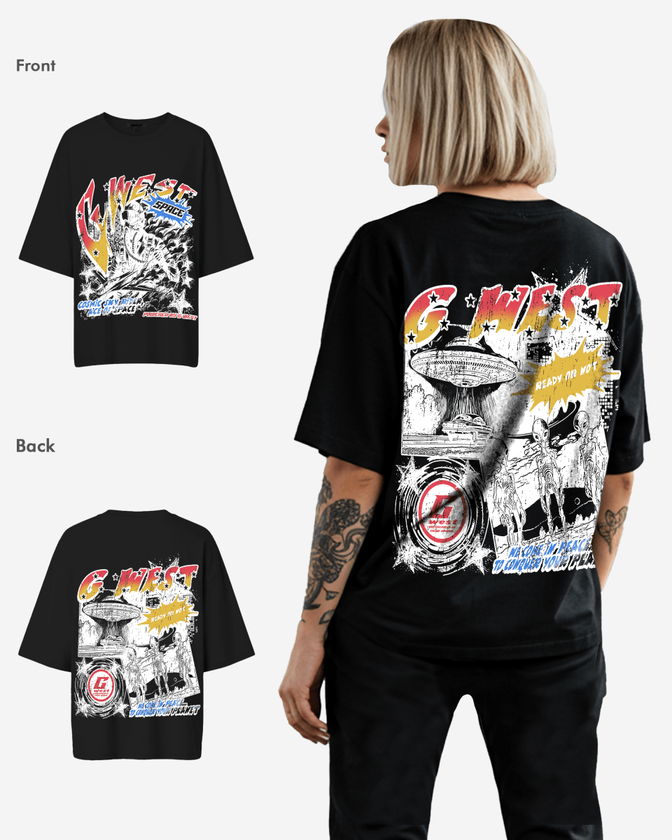 G West Cosmic Sky Ride Double Hit Premium Oversized Tee - WOMEN - G West