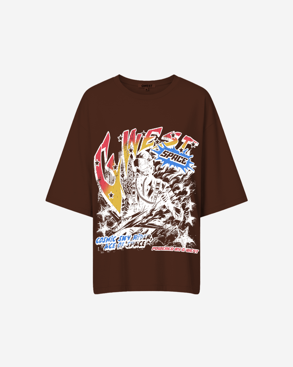 G West Cosmic Sky Ride Double Hit Premium Oversized Tee - WOMEN - G West