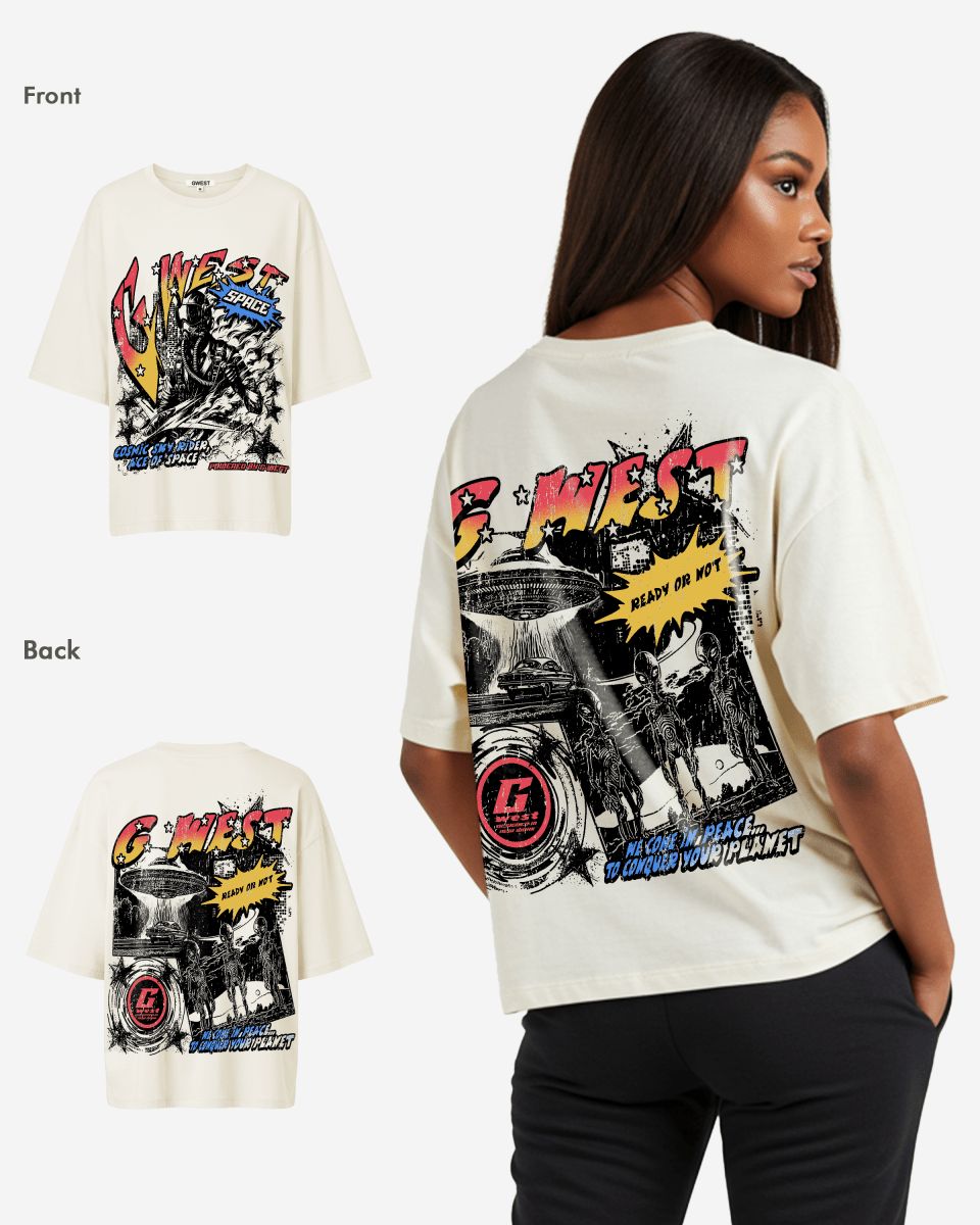 G West Cosmic Sky Ride Double Hit Premium Oversized Tee - WOMEN - G West