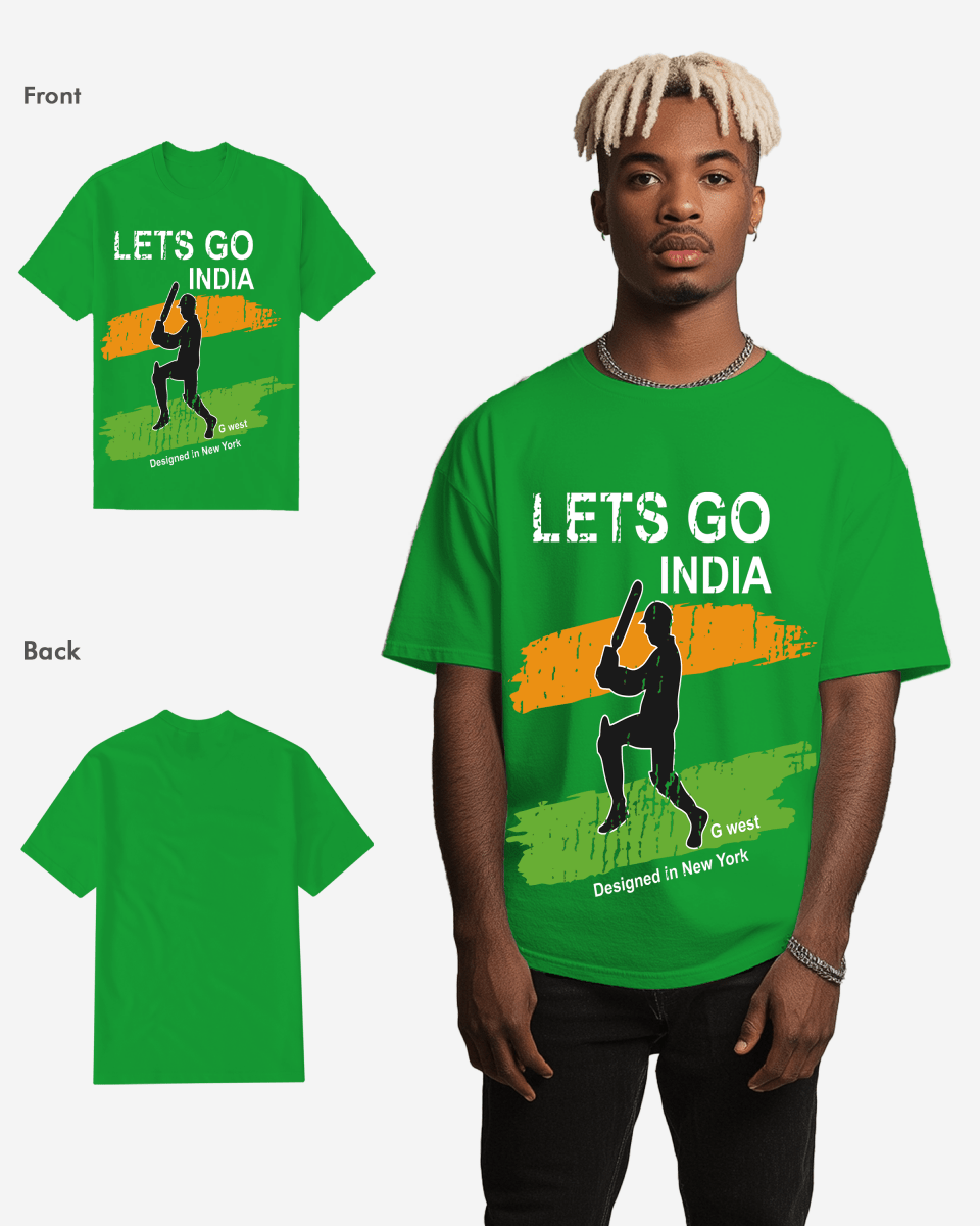 G West Cricket Lets Go India T-Shirt : Gwdtbas2406 - 2 Colors - G West