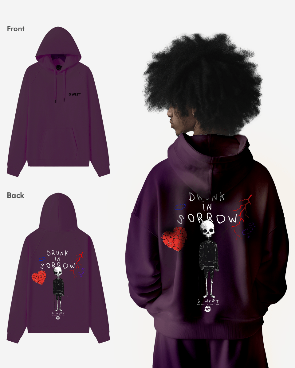 G West Drunk In Sorrow Heavy Premium Oversize Hoodie - G West